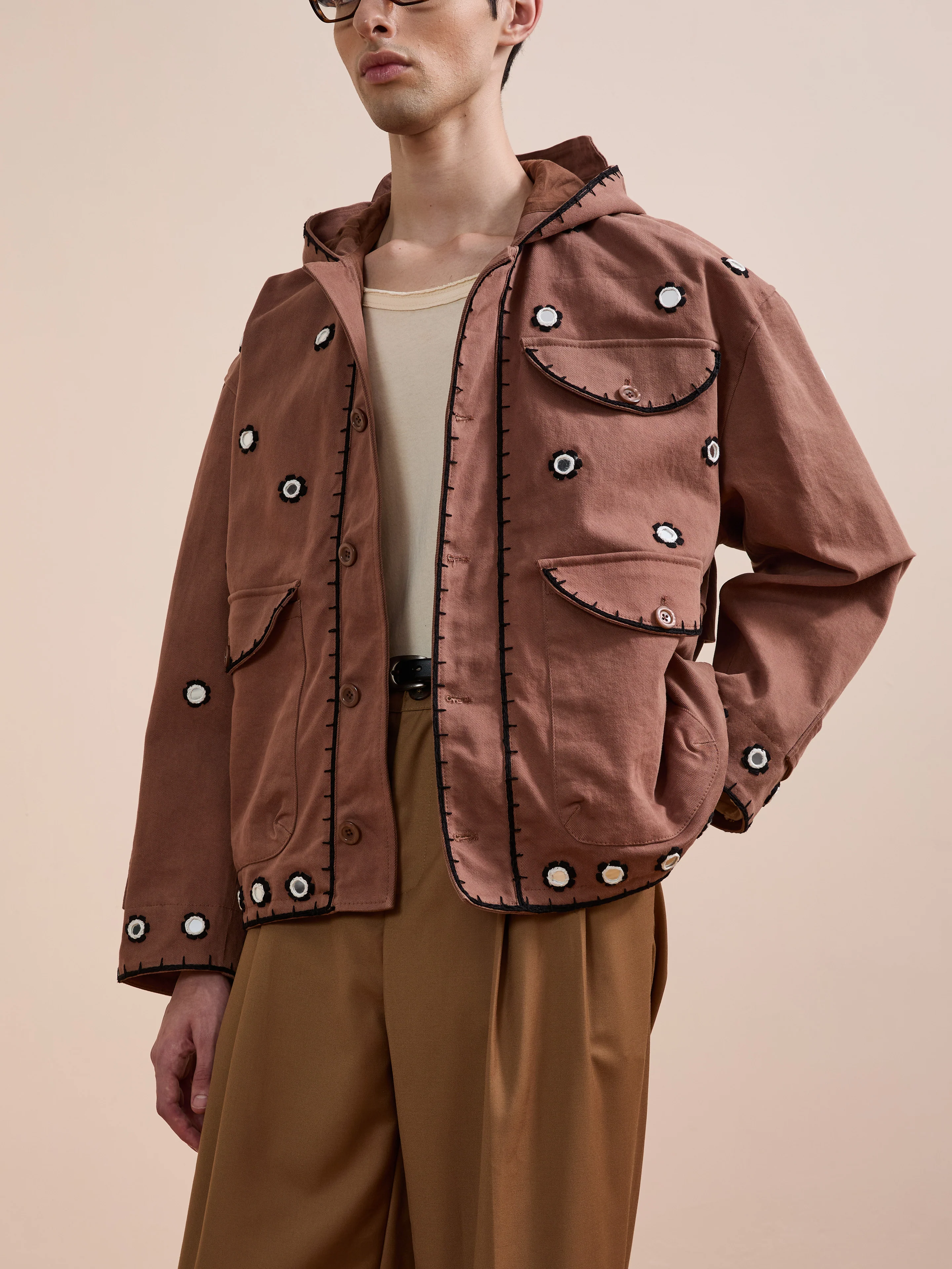 Hand Embroidered Hooded Mirror Anorak - Image 4