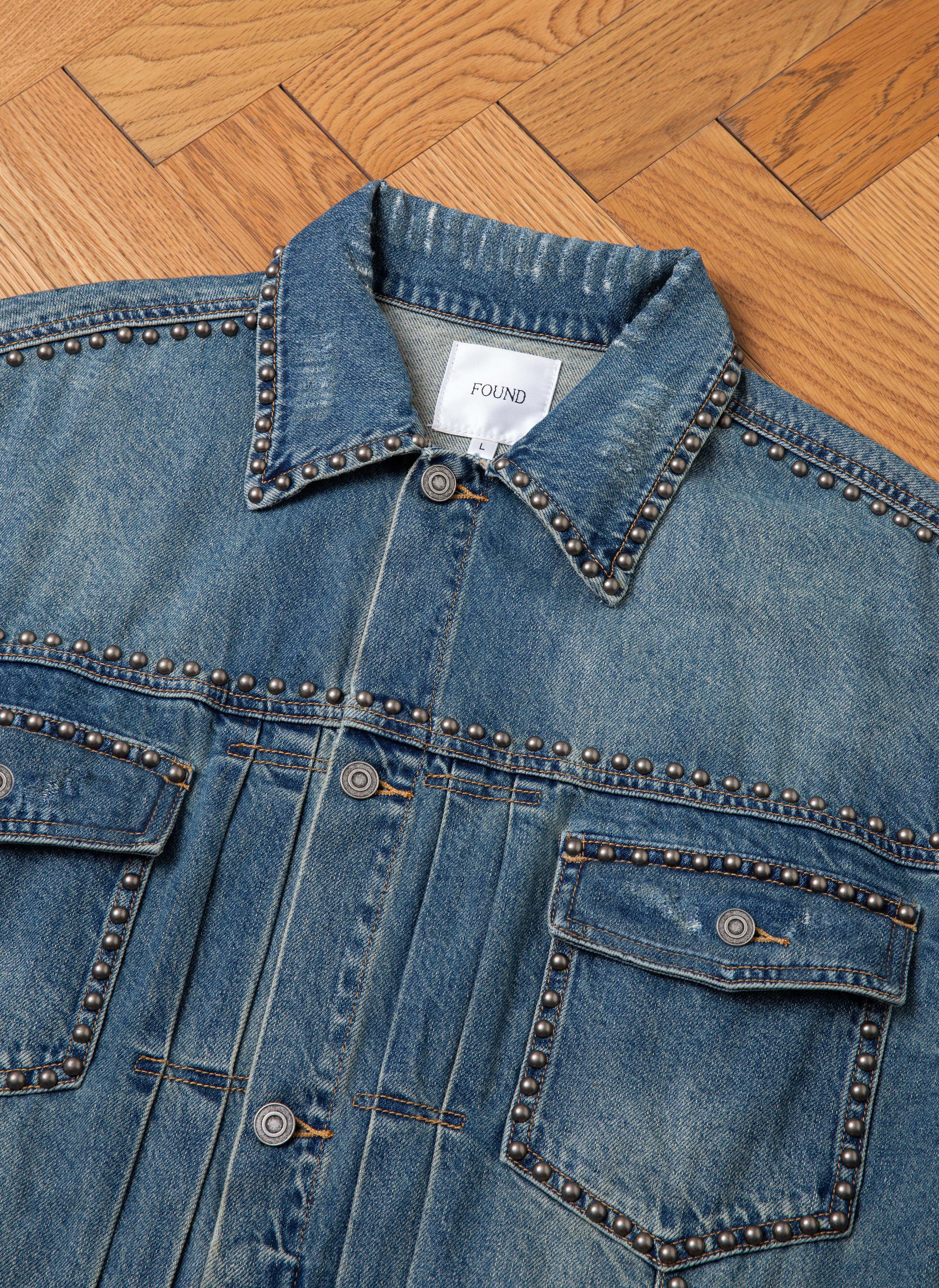 Azar Studded Denim Trucker Jacket - Image 5