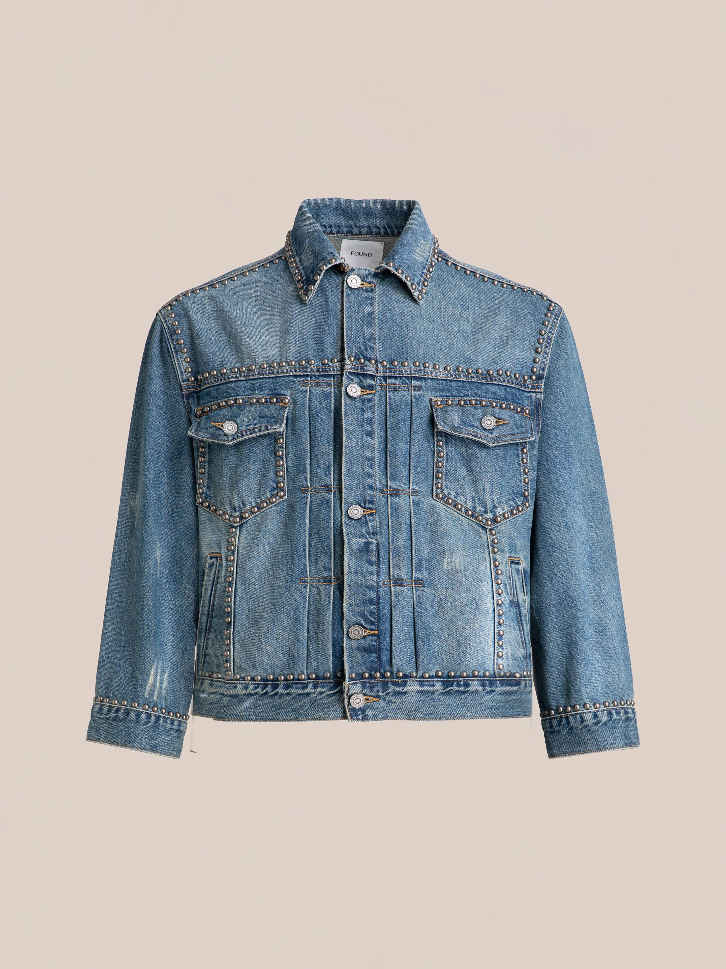 Azar Studded Denim Trucker Jacket - Image 6