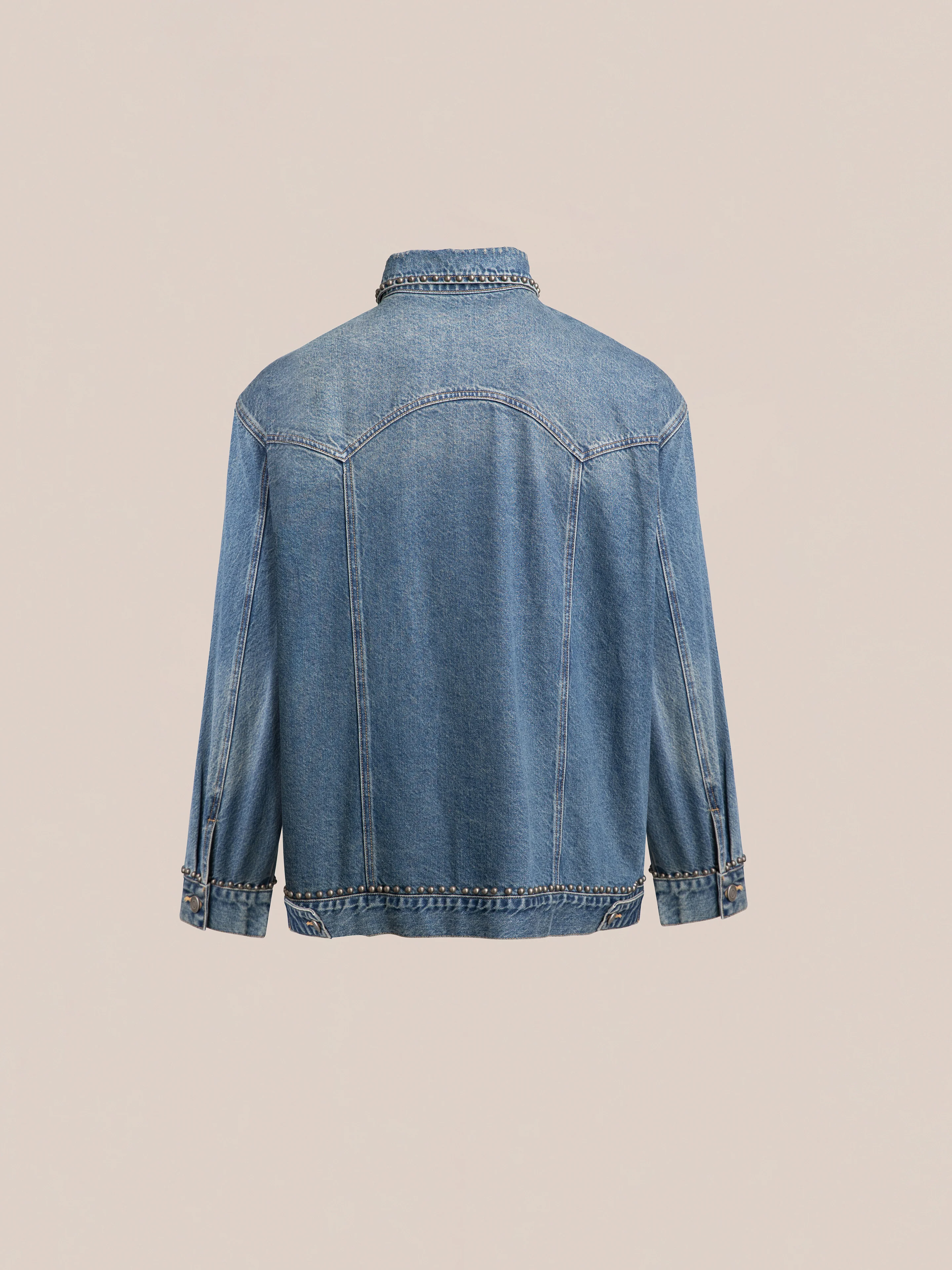 Azar Studded Denim Trucker Jacket - Image 7