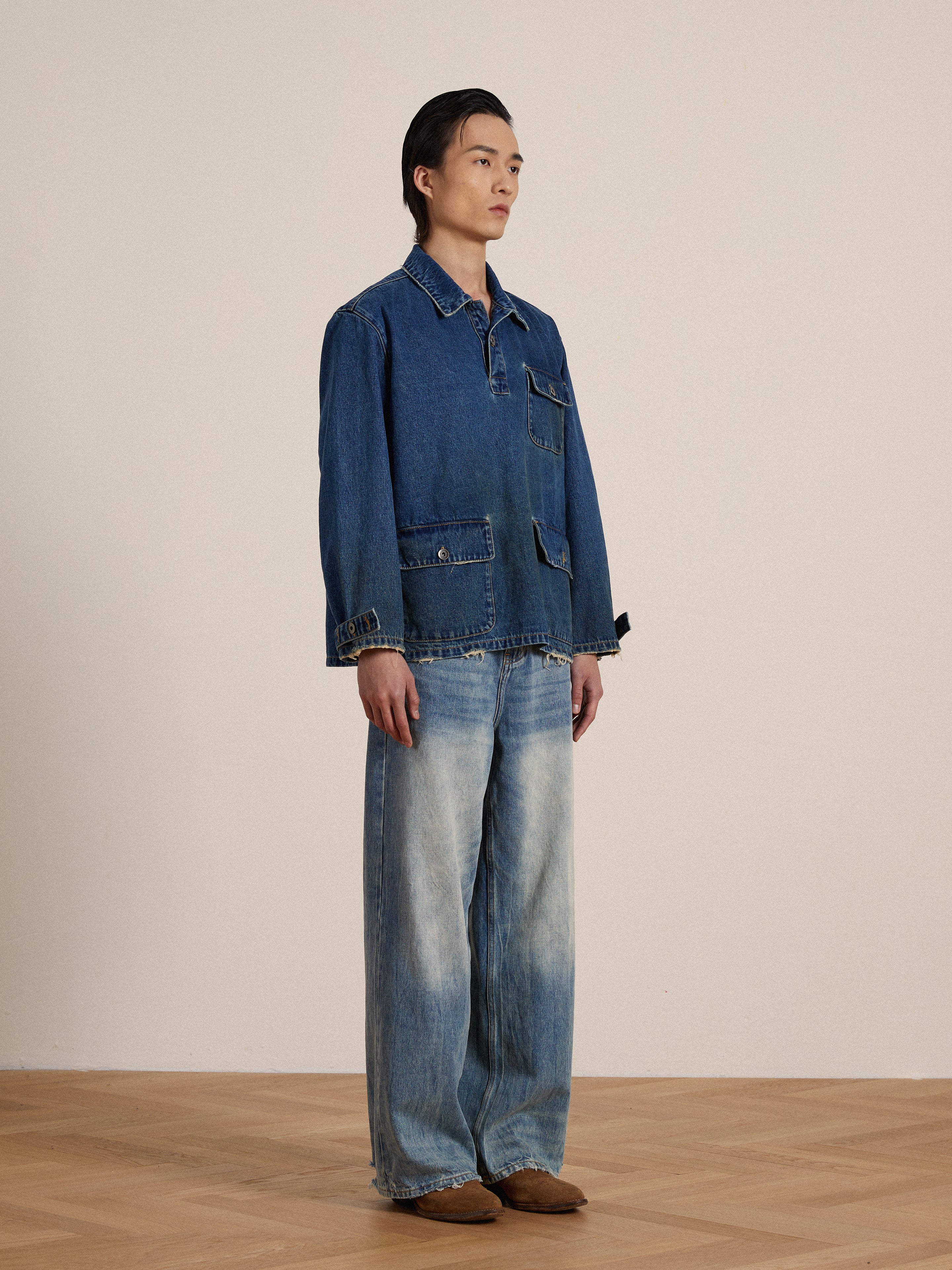 Azin Denim Pullover Work Shirt - Image 8
