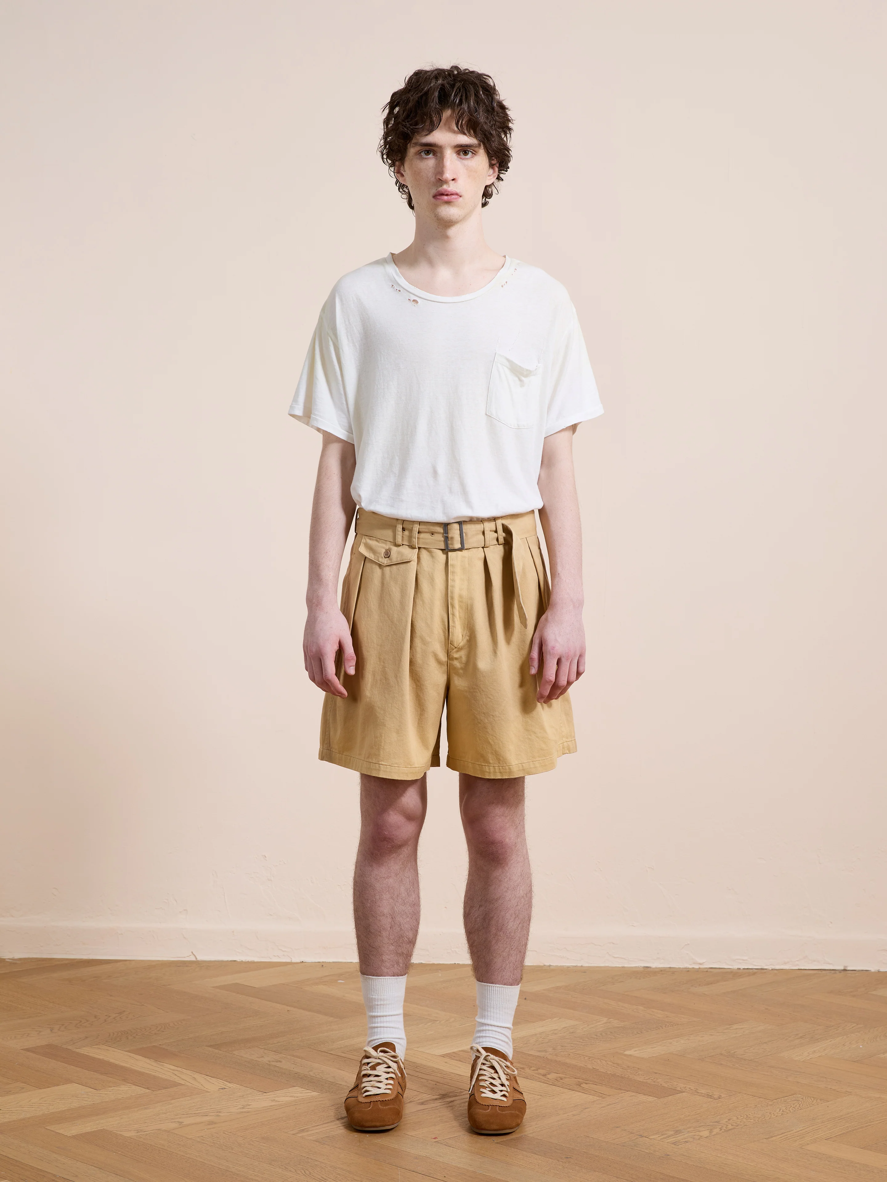 Belted Twill Pleated Shorts - Image 3