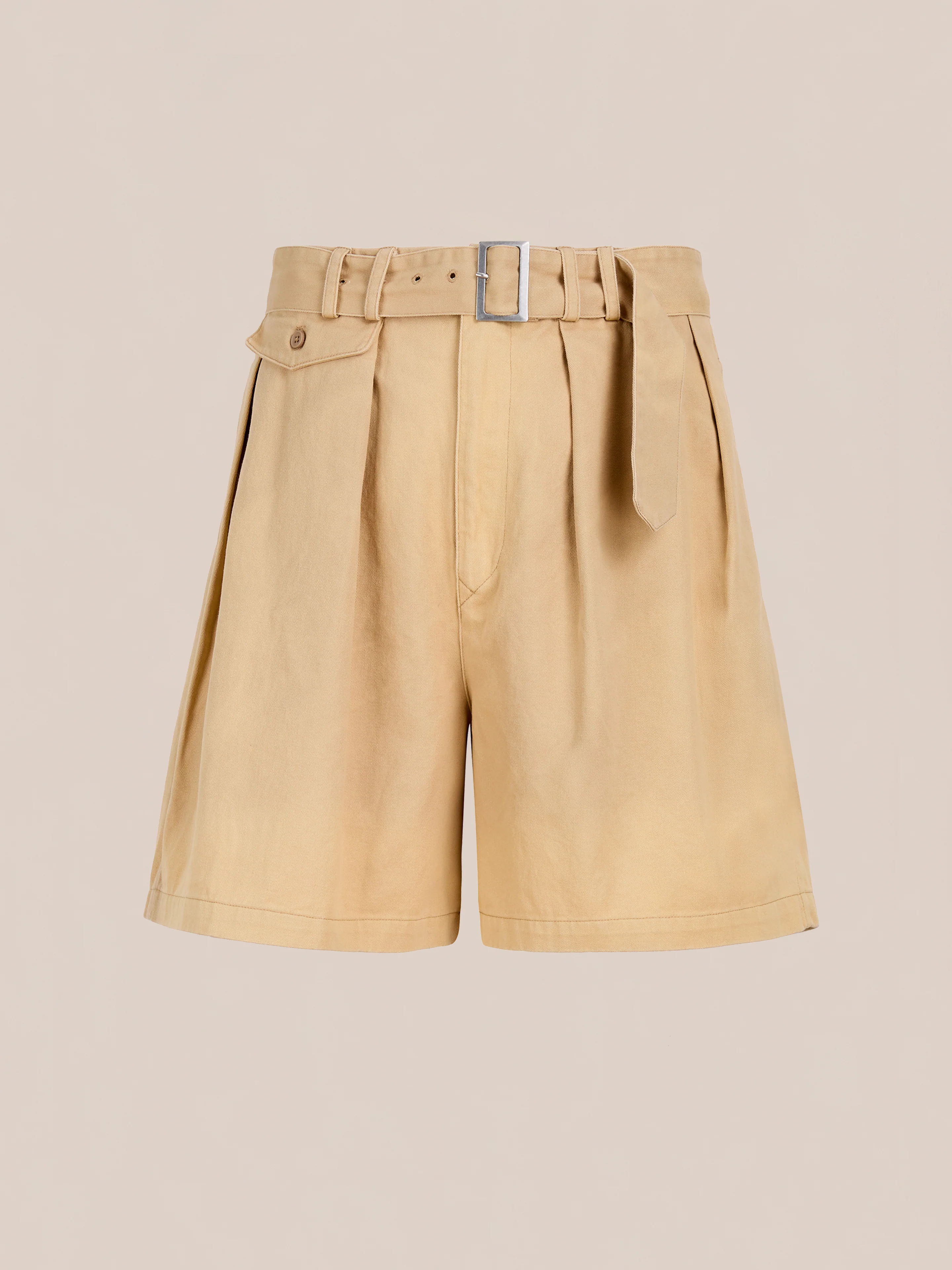 Belted Twill Pleated Shorts - Image 4