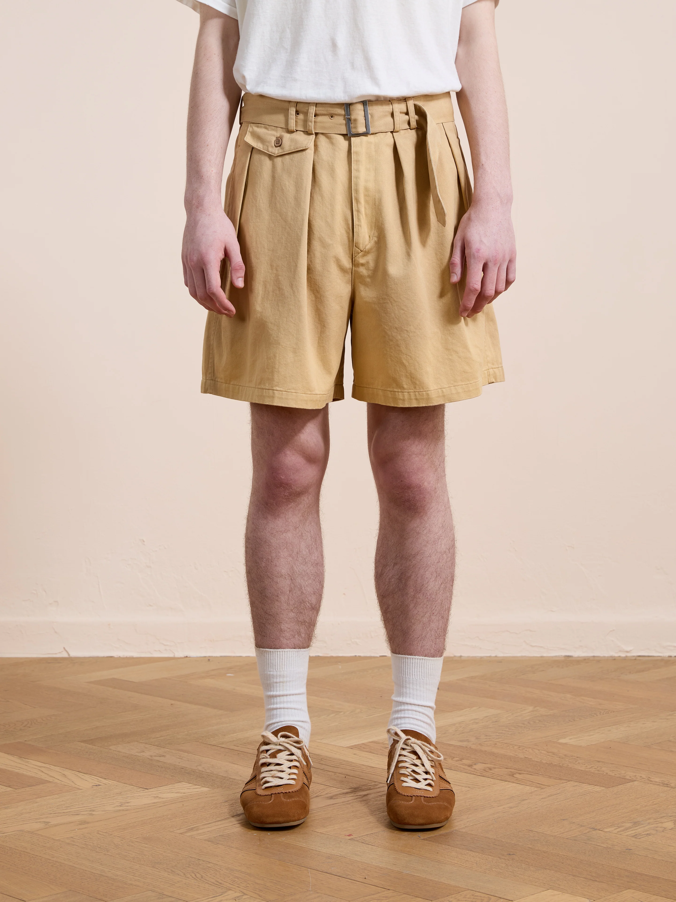 Belted Twill Pleated Shorts - Image 7