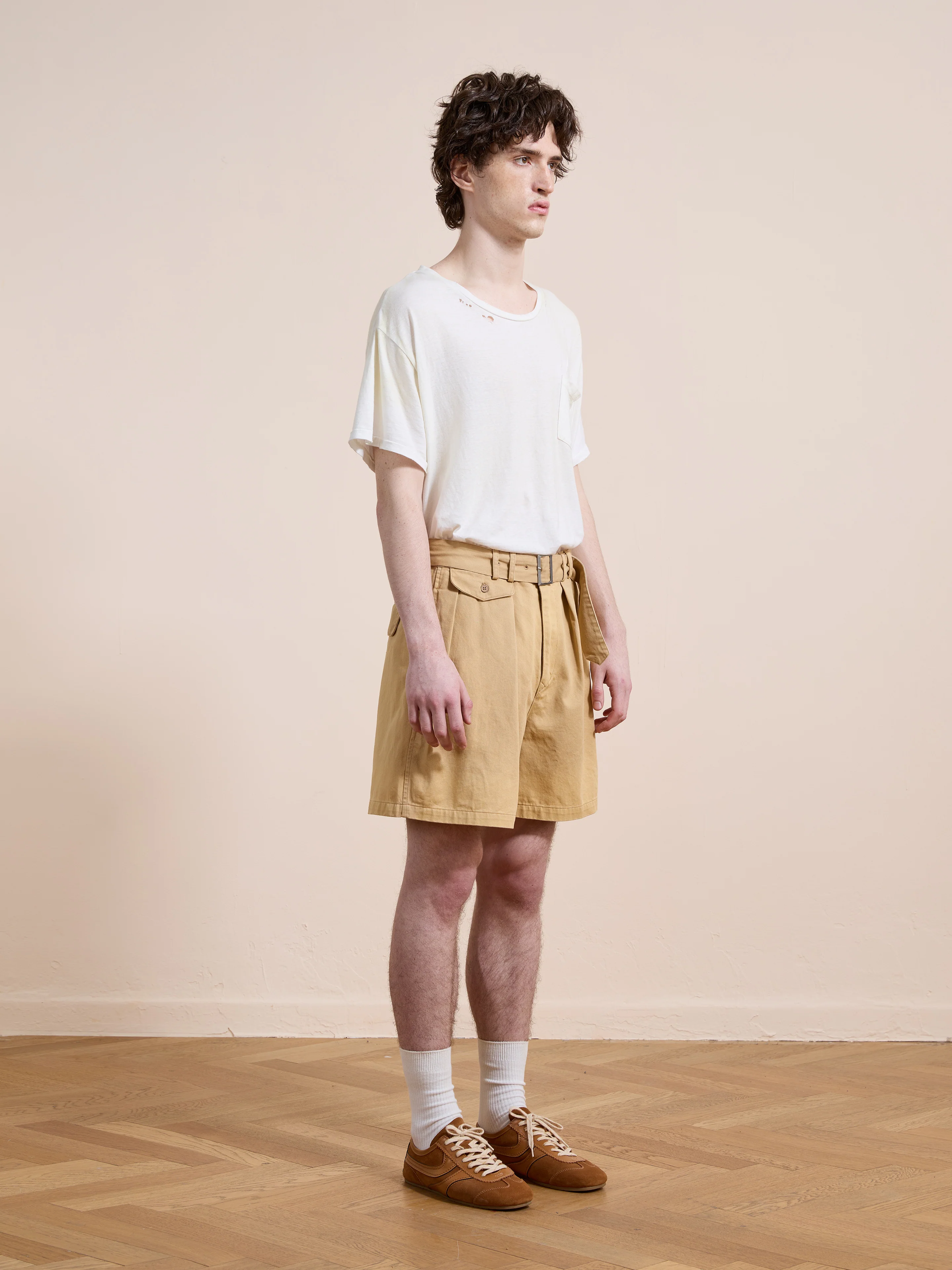 Belted Twill Pleated Shorts - Image 9