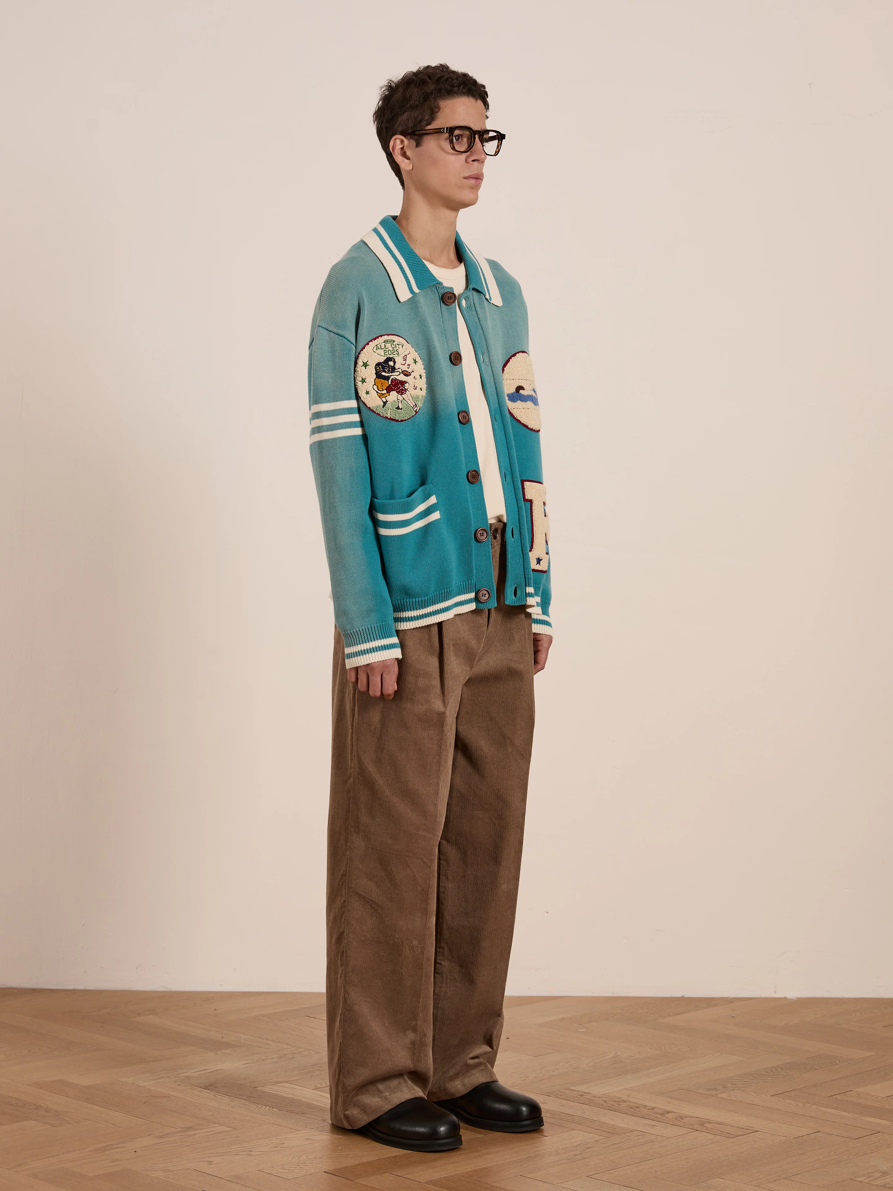 Fin Varsity Patch Collared Cardigan - Image 10