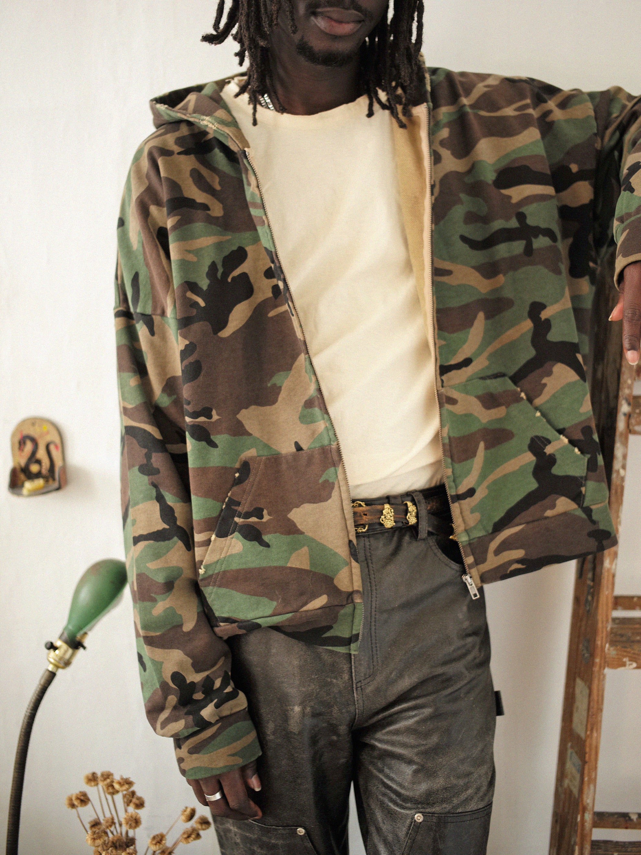 Washed Camouflage Zip Hoodie - Image 18
