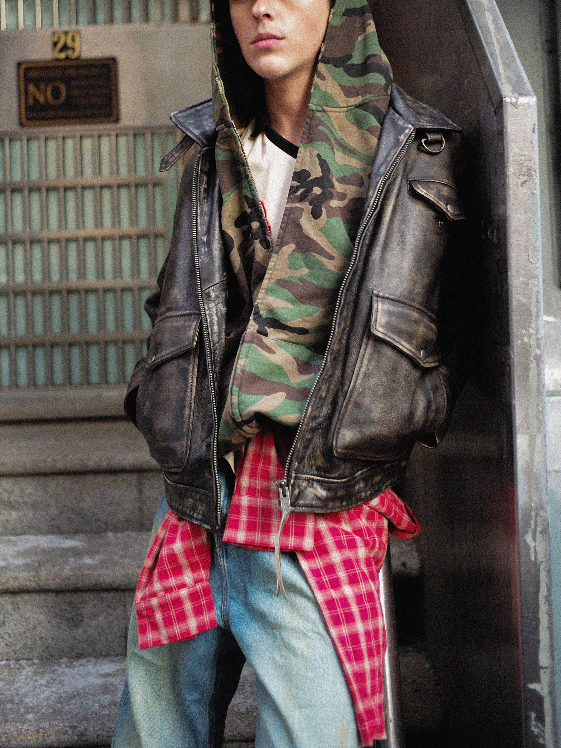 Washed Camouflage Zip Hoodie - Image 6
