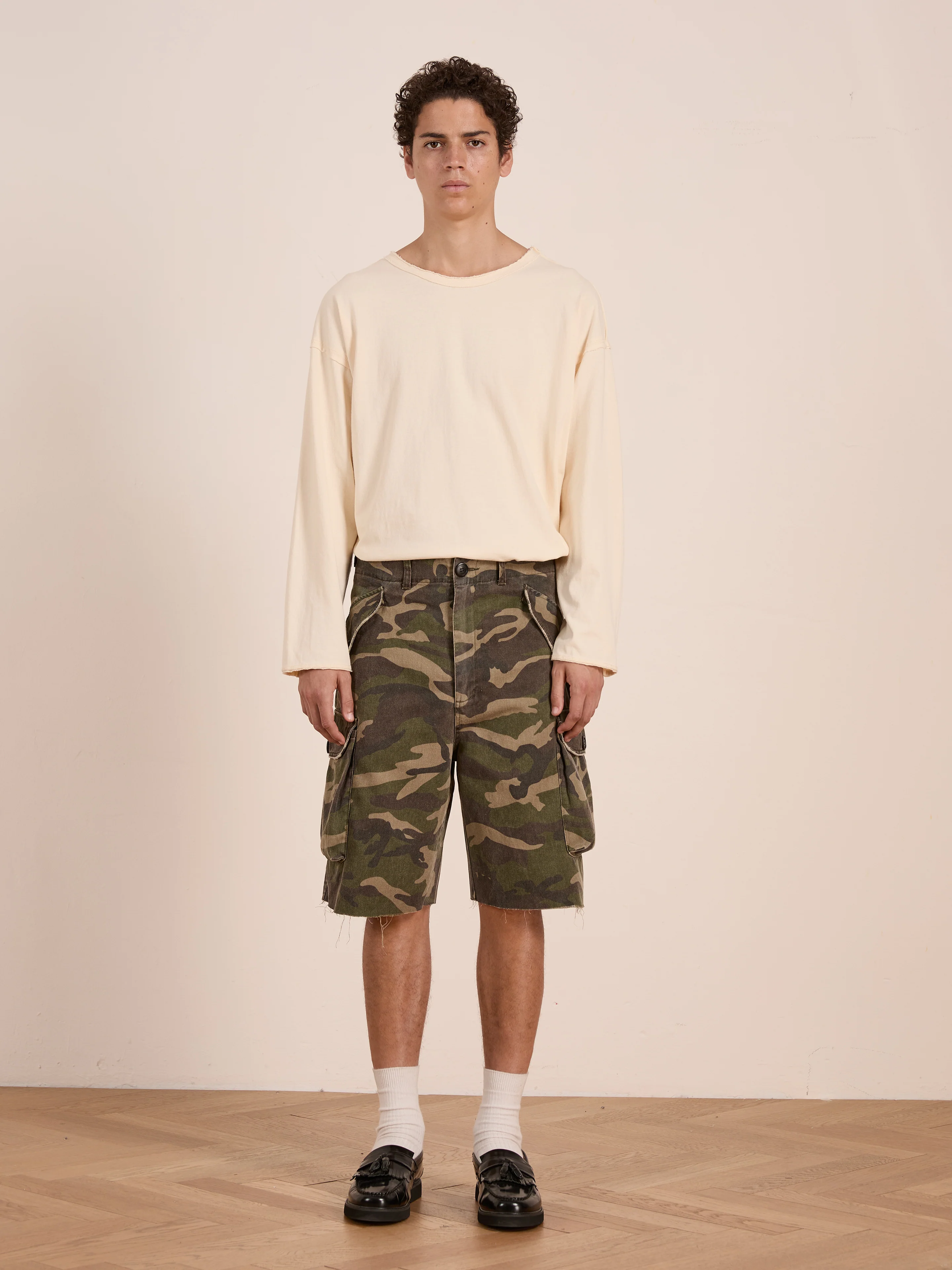Camouflage Twill Utility Cargo Shorts - Image 2