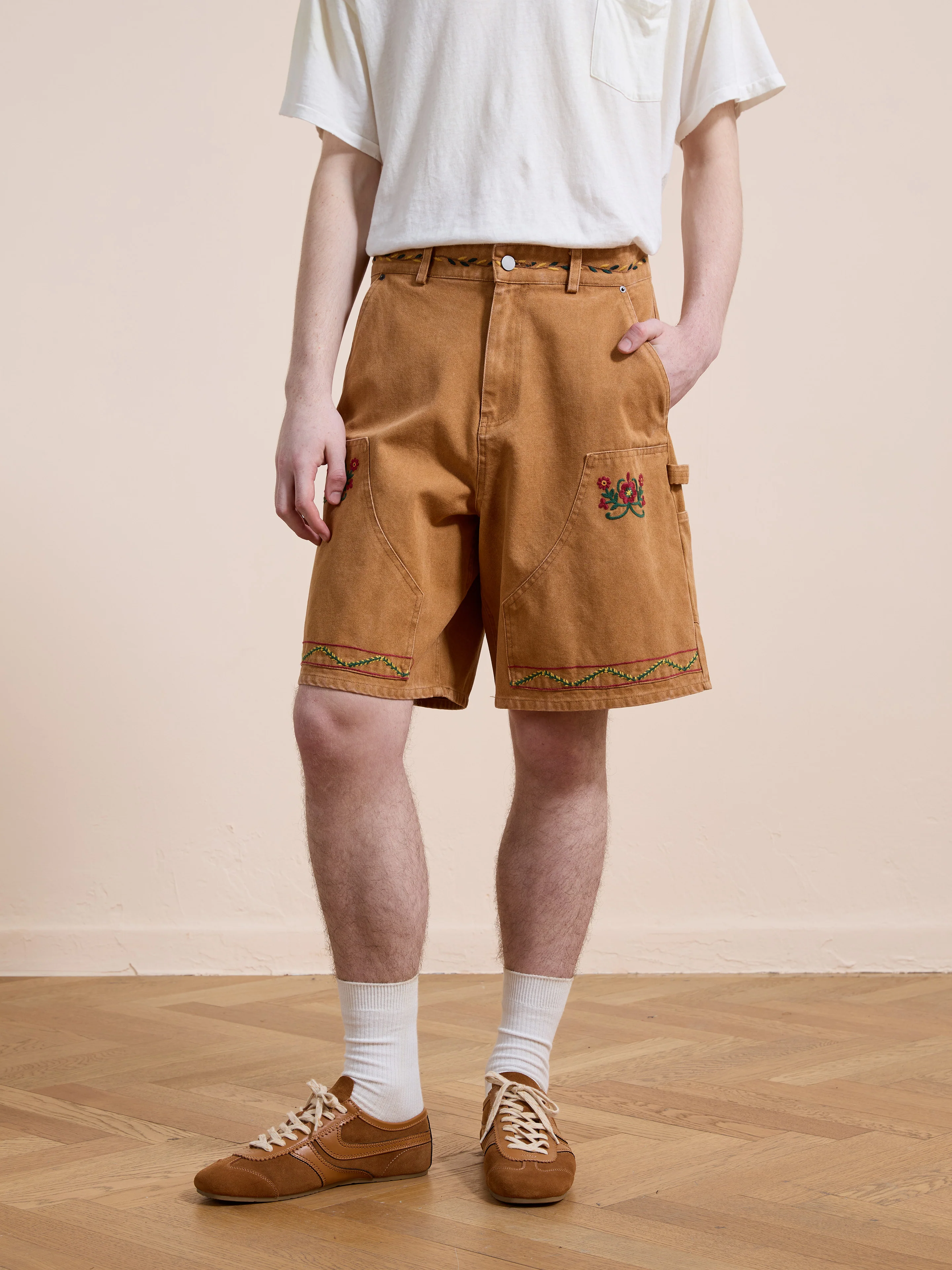 Canvas Embroidered Shorts