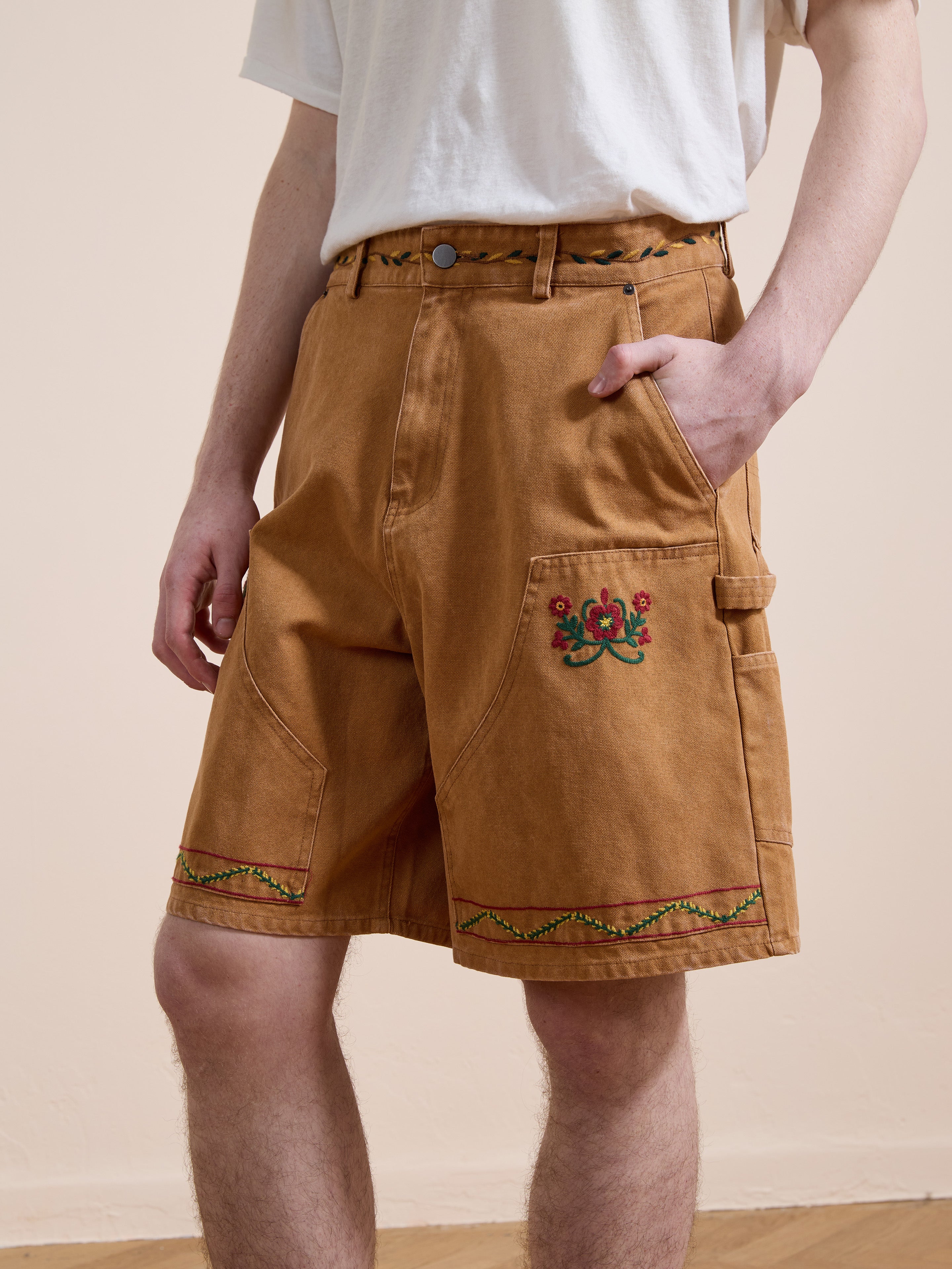 Canvas Embroidered Shorts - Image 2