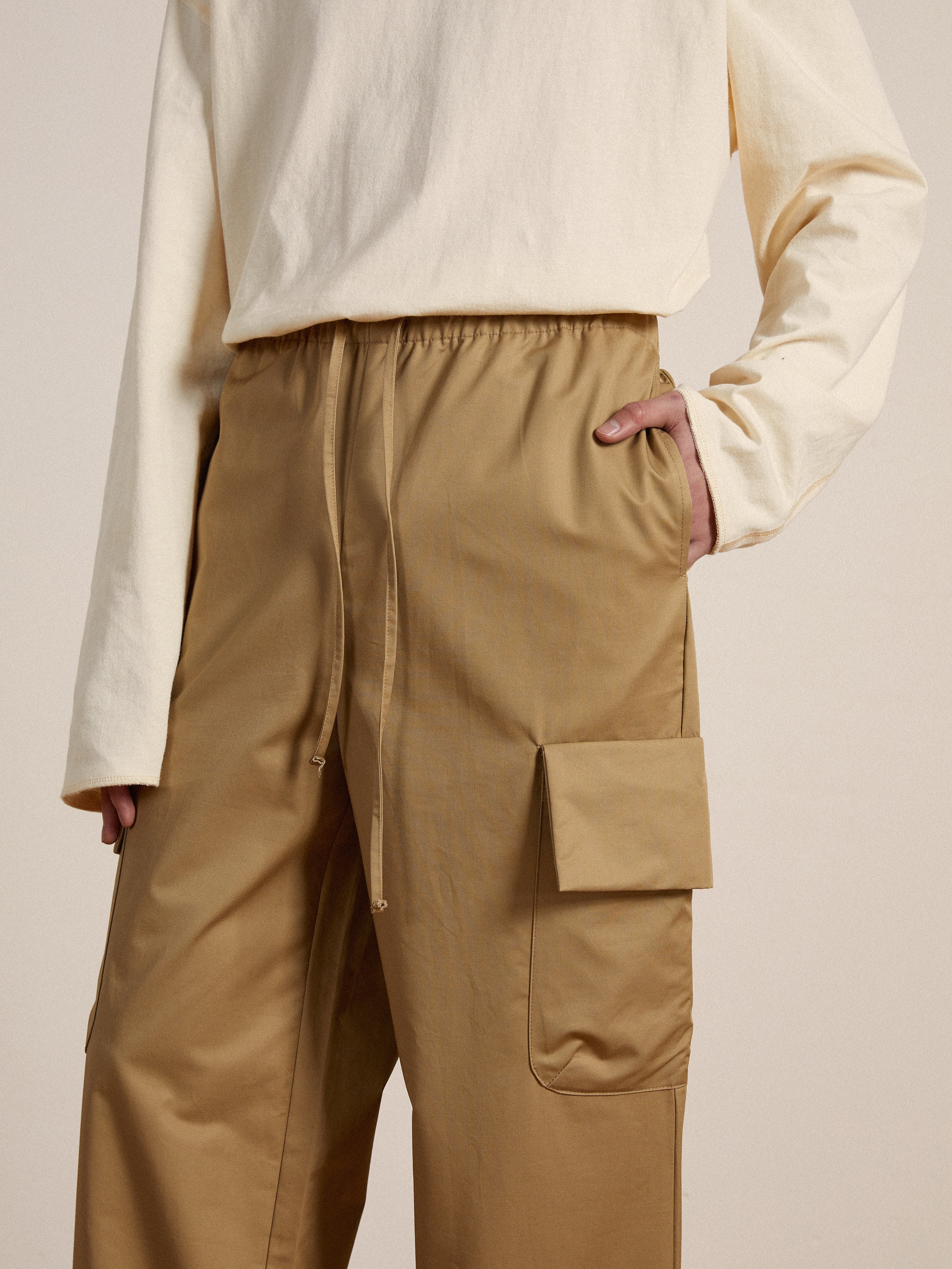 Twill Cargo Drawstring Pants - Image 3
