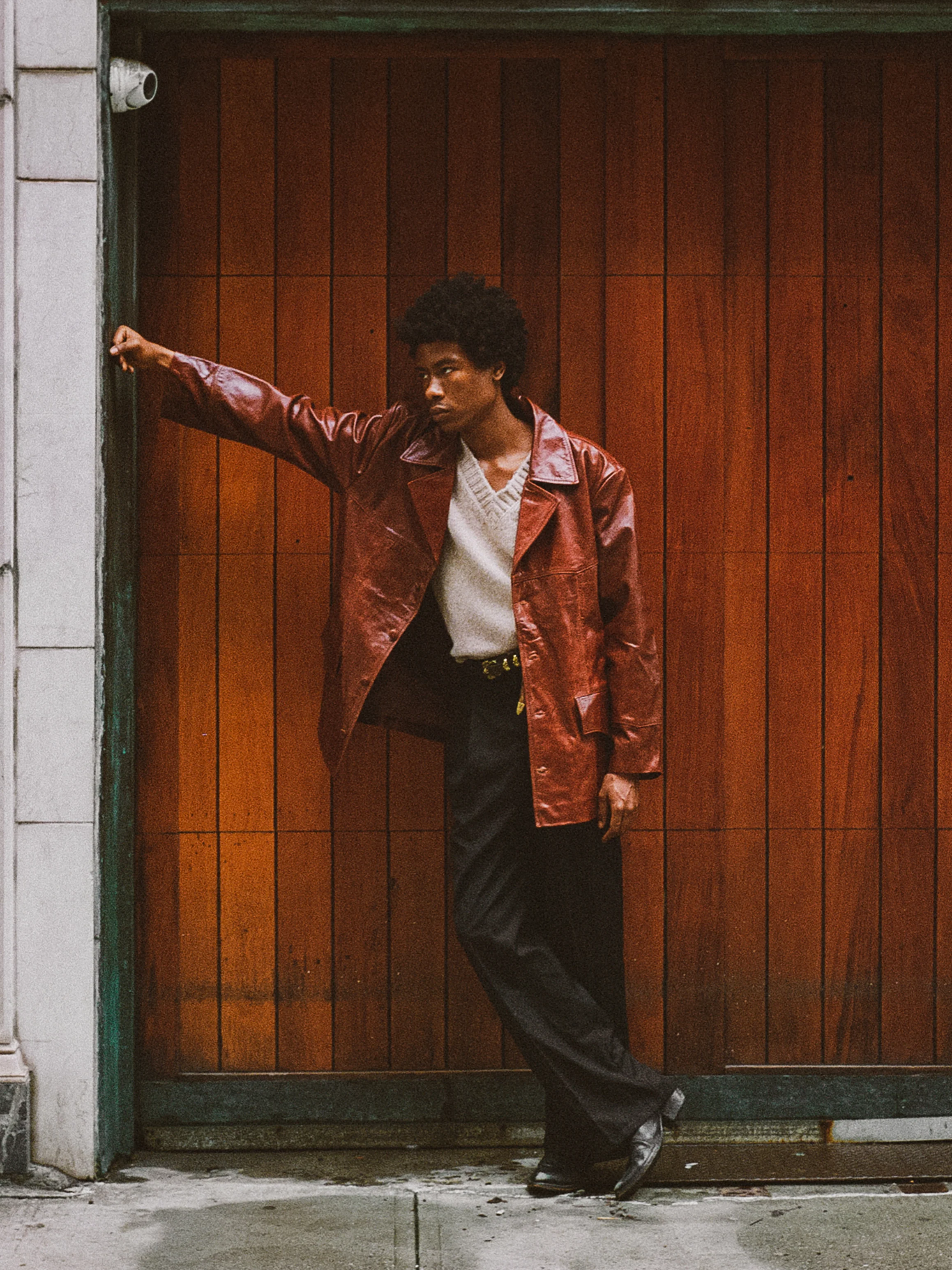 Claret Western Oversized Leather Blazer - Image 15