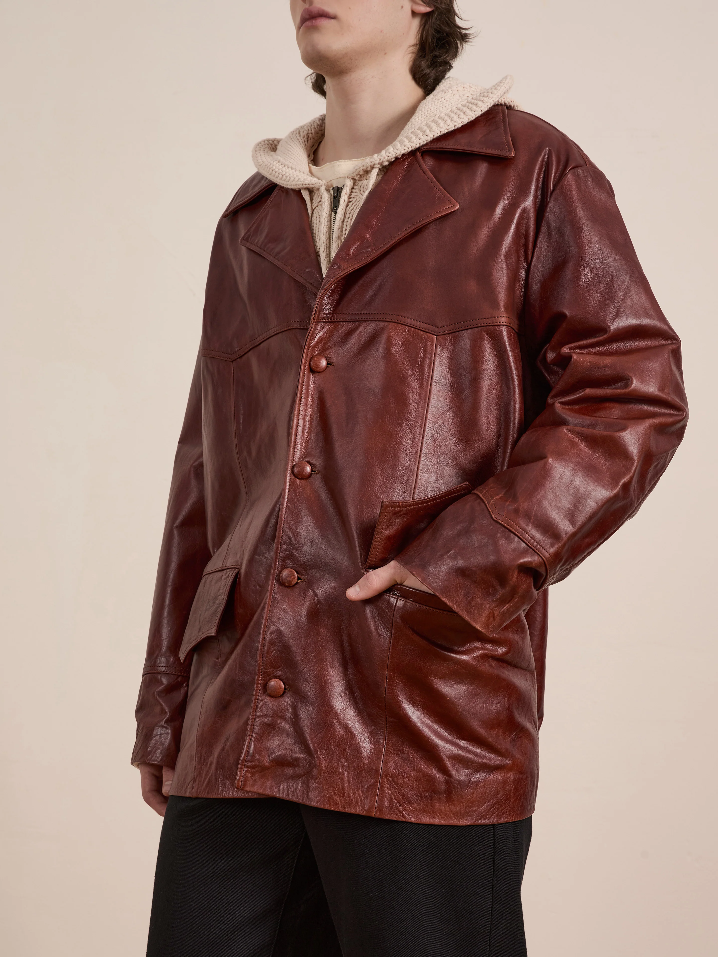 Claret Western Oversized Leather Blazer - Image 20
