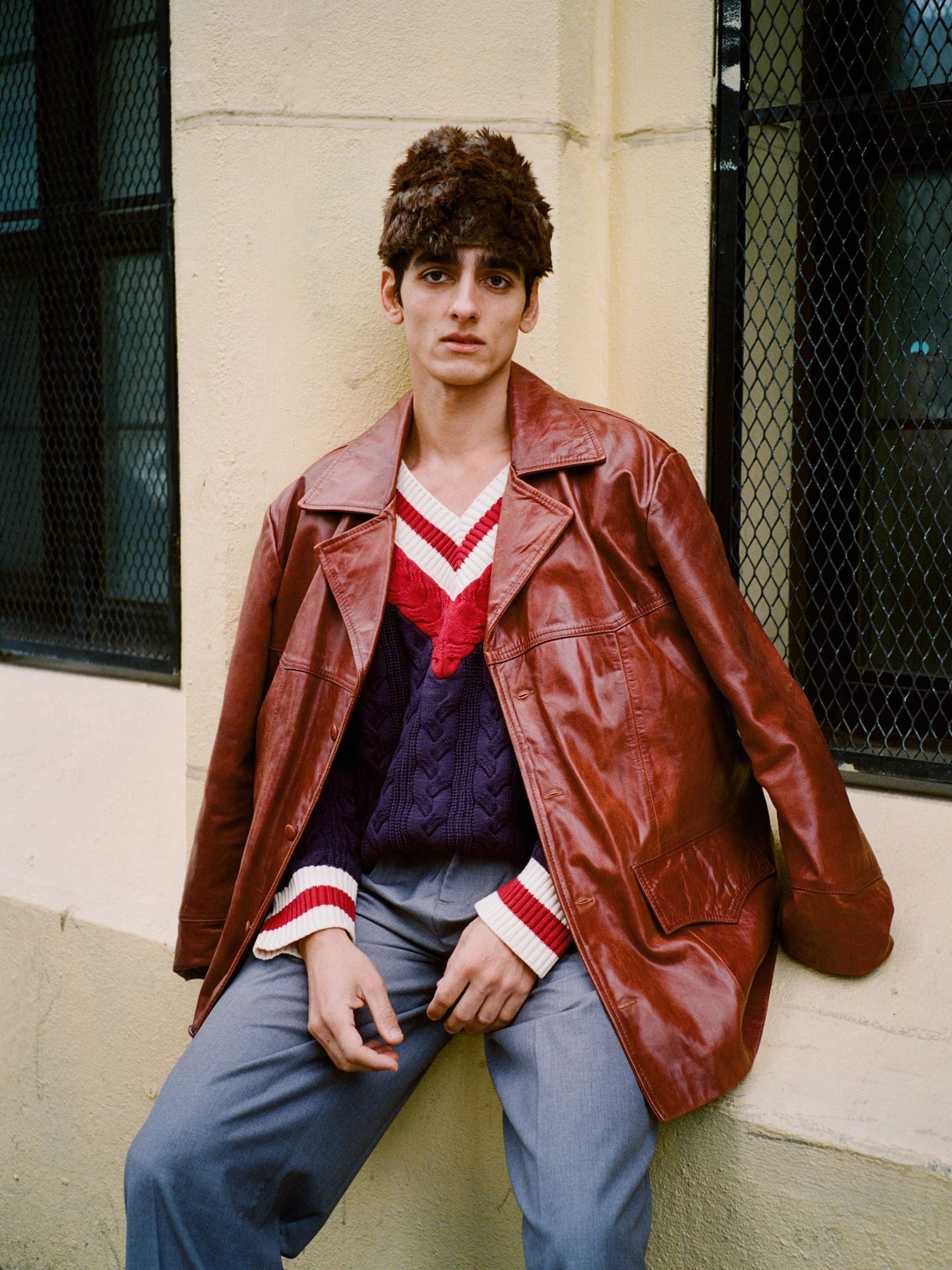 Claret Western Oversized Leather Blazer - Image 3