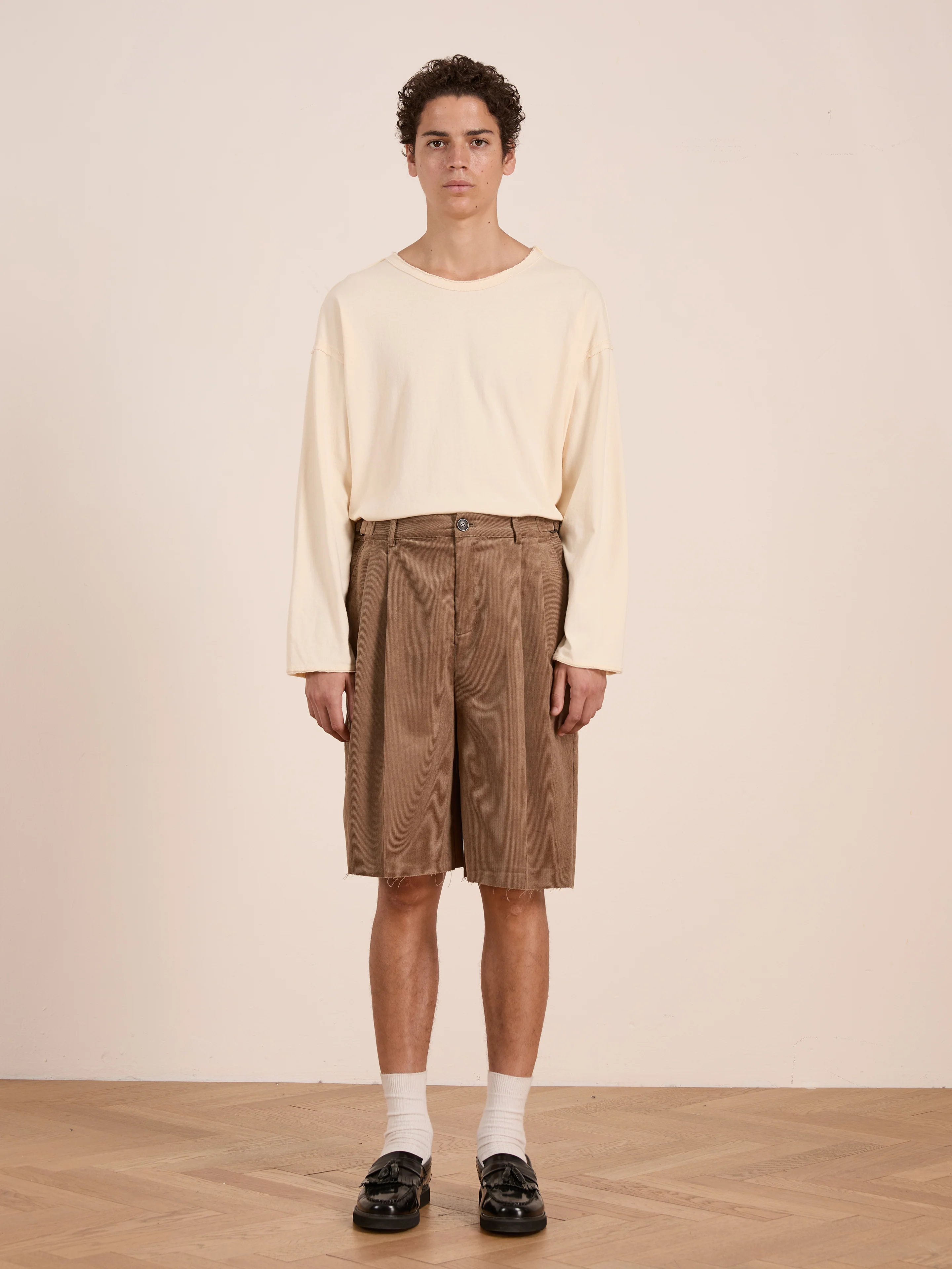 Corduroy Pleated Trouser Shorts - Image 2