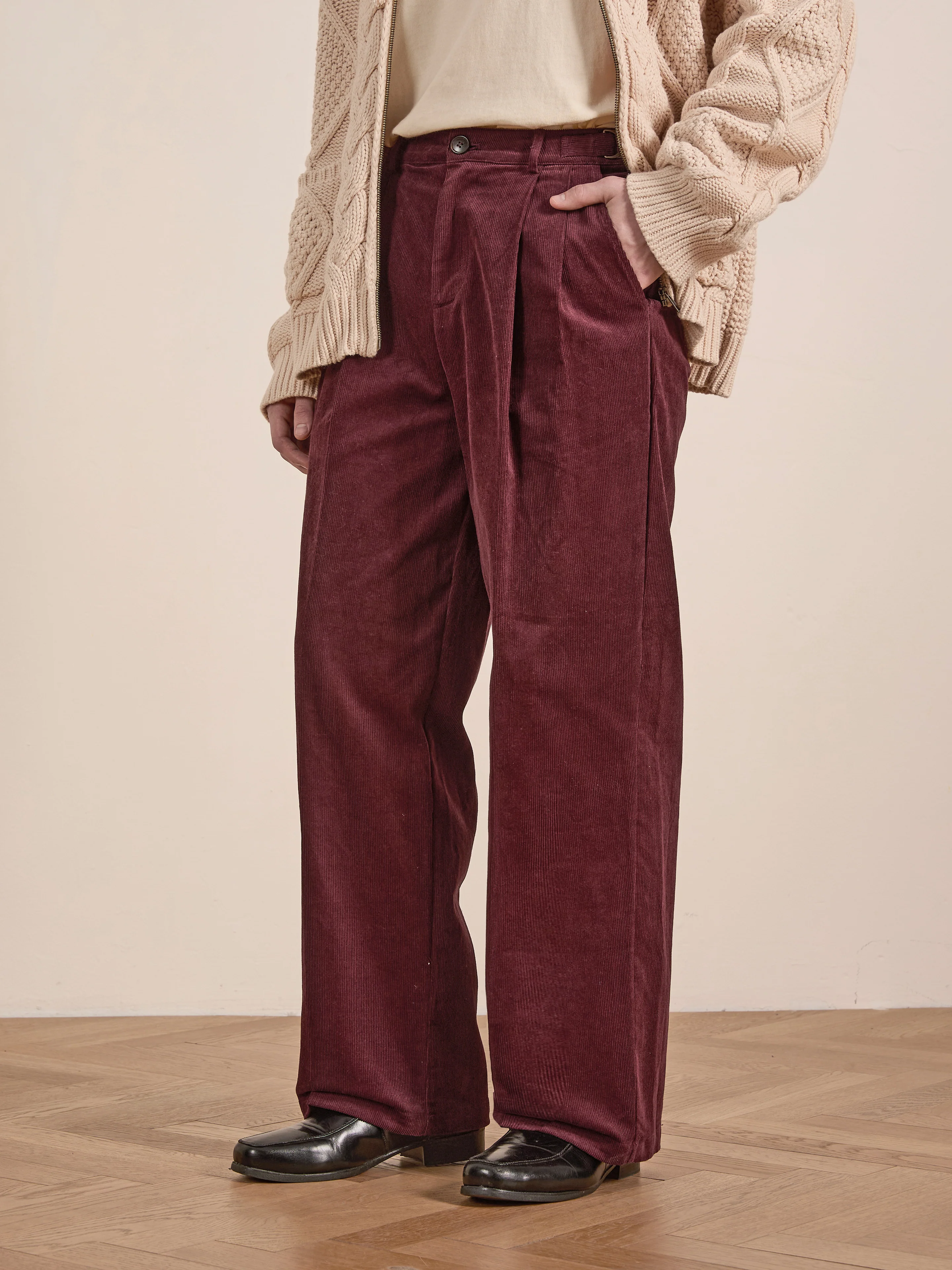Corduroy Pleated Trouser - Image 3