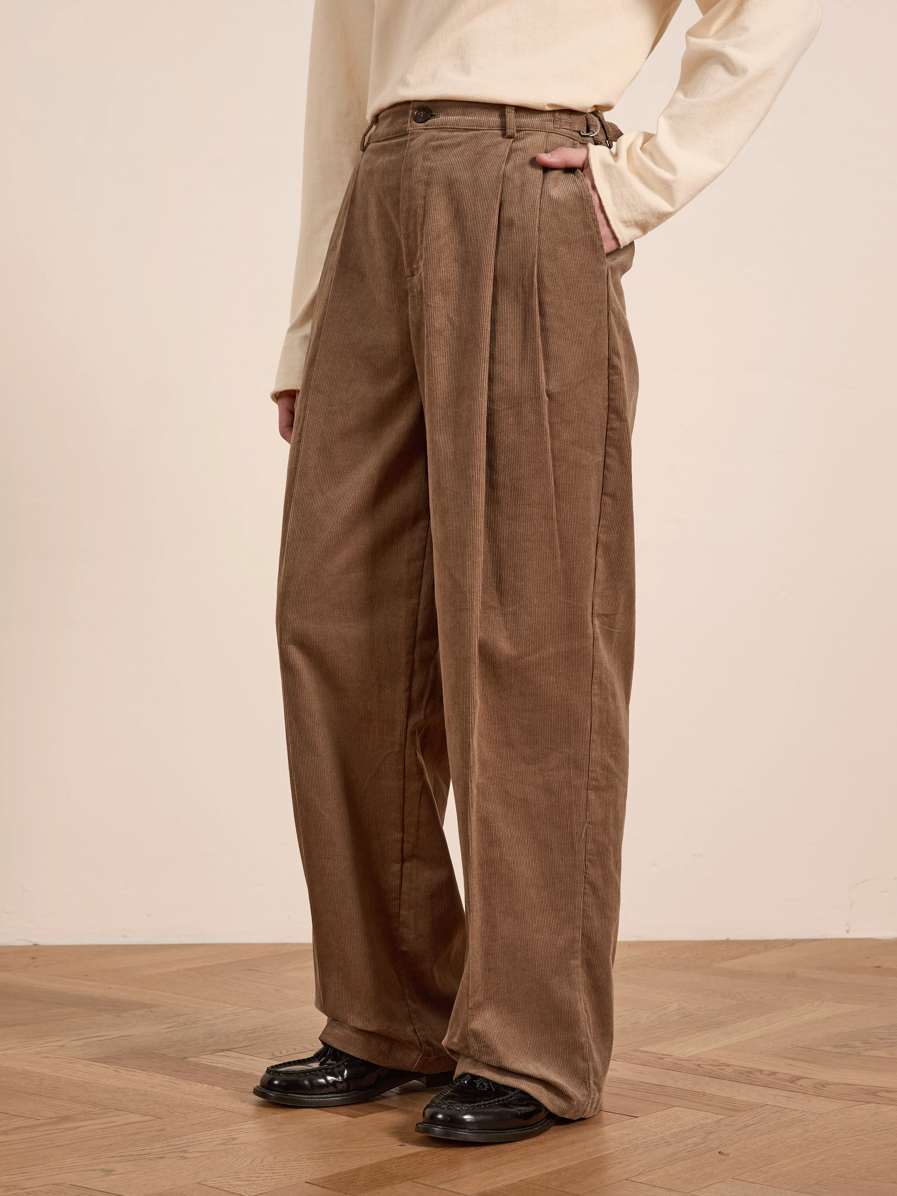 Corduroy Pleated Trousers - Image 3