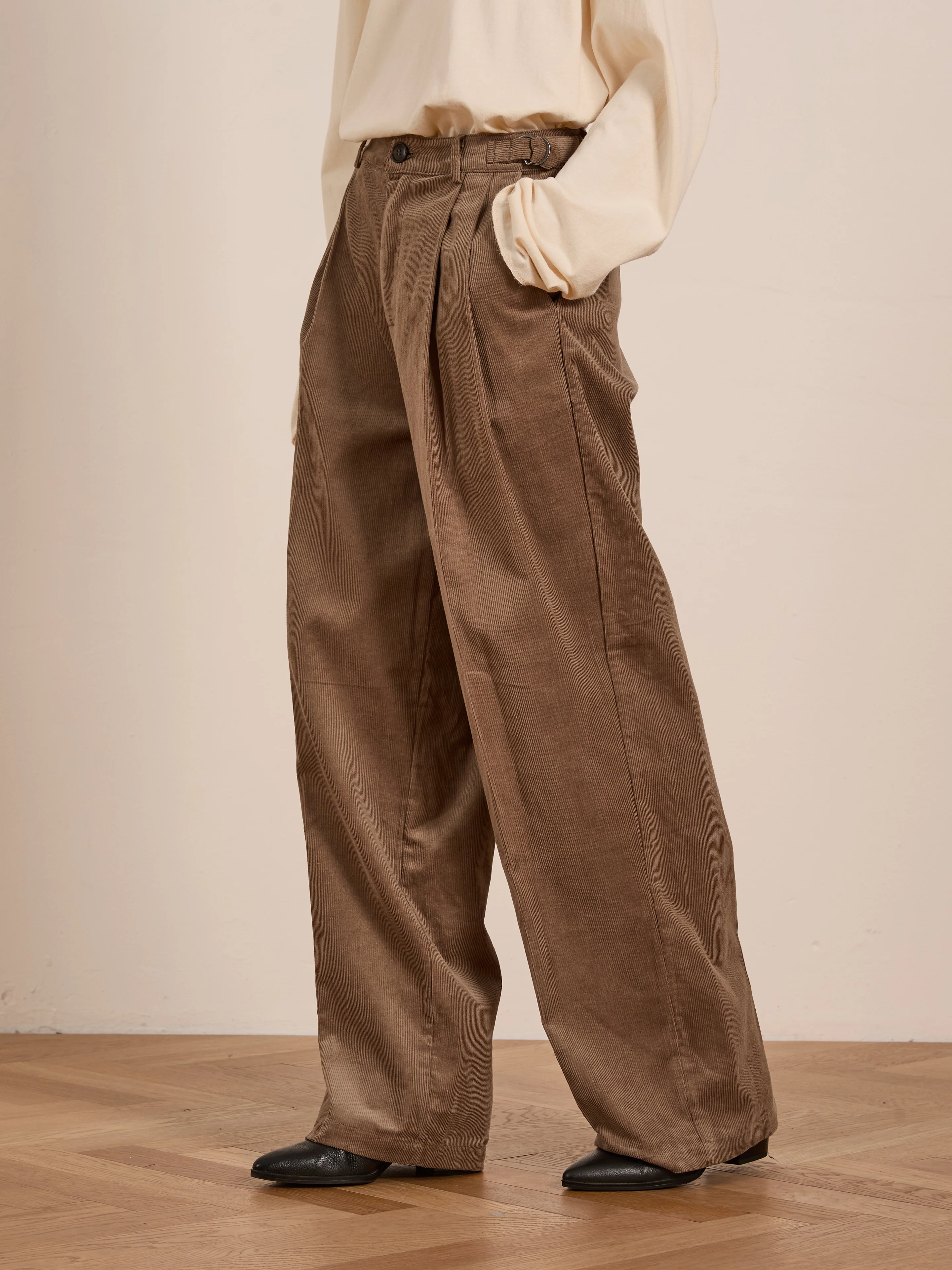 Corduroy Pleated Trousers - Image 5
