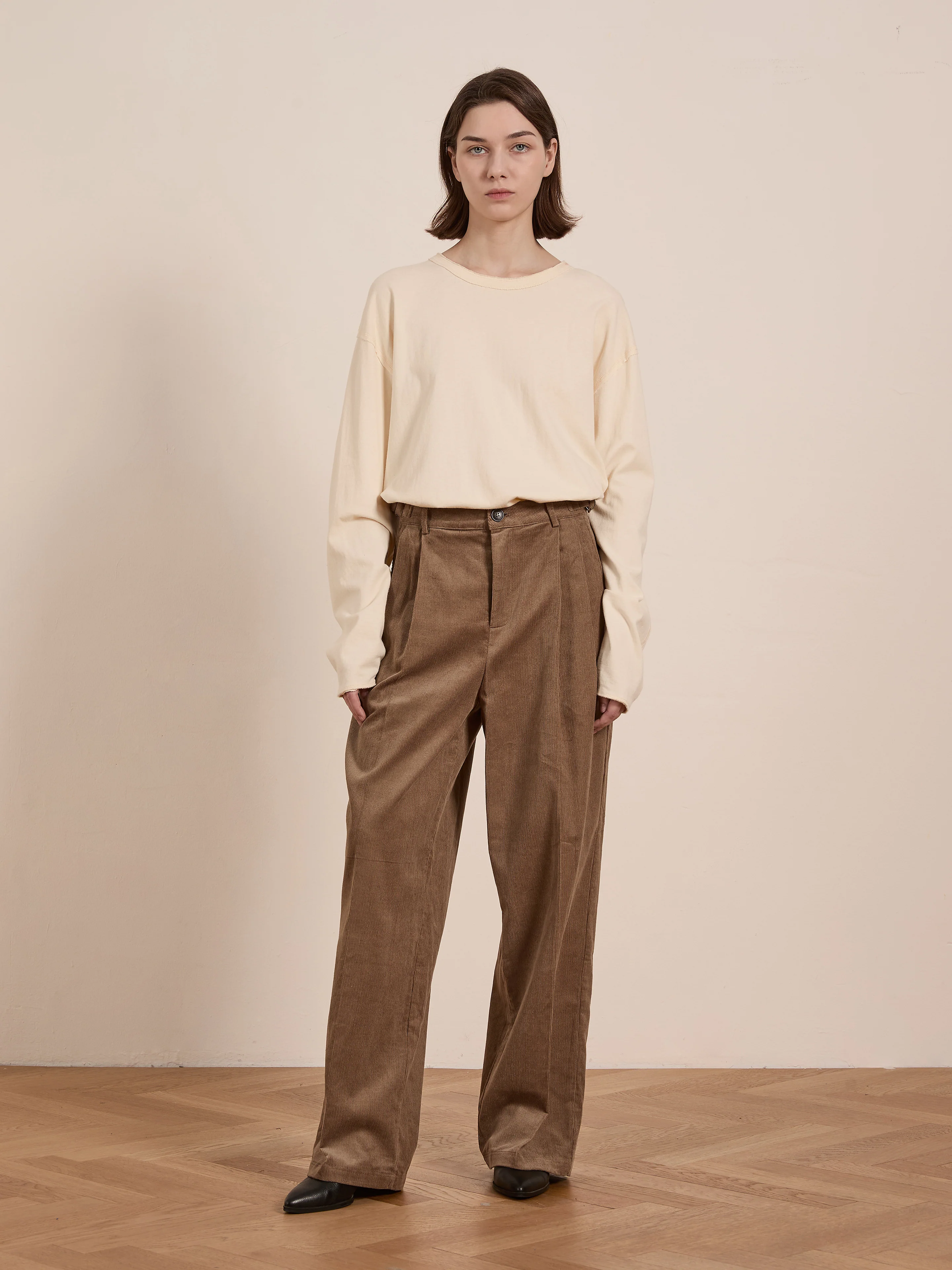 Corduroy Pleated Trousers - Image 9