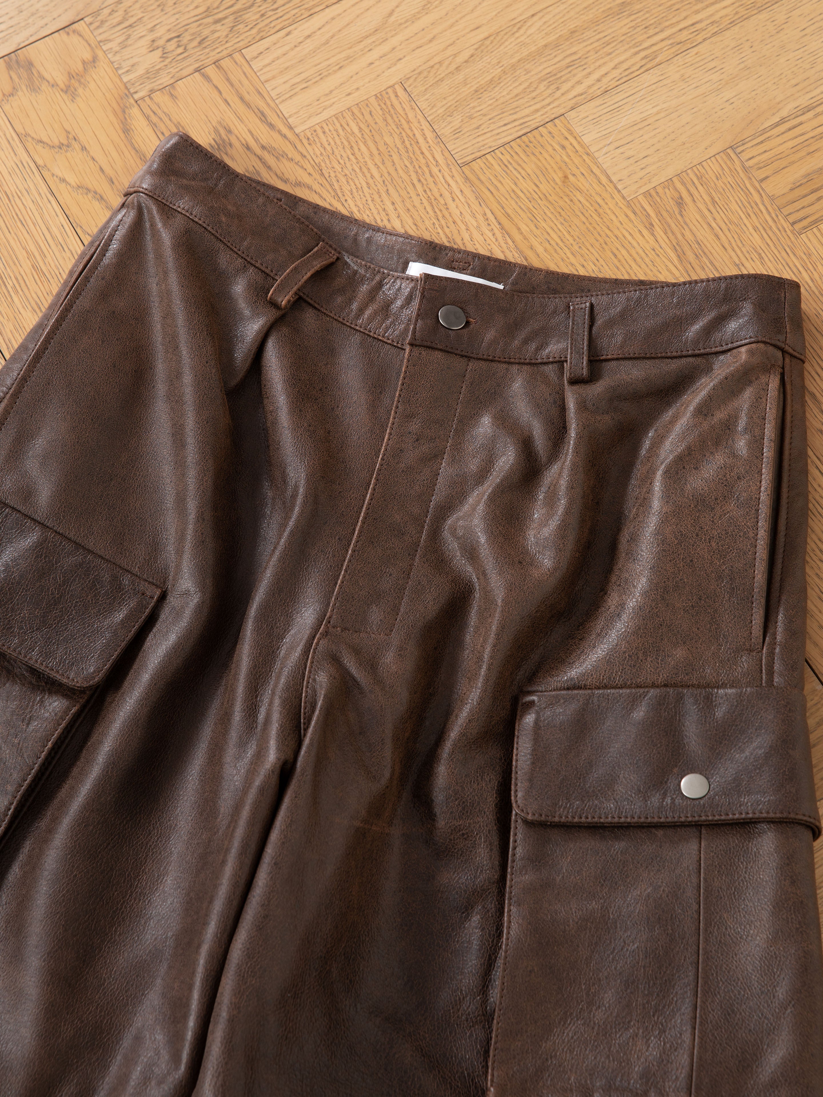 Dusk Distressed Genuine Leather Cargo Shorts - Image 15