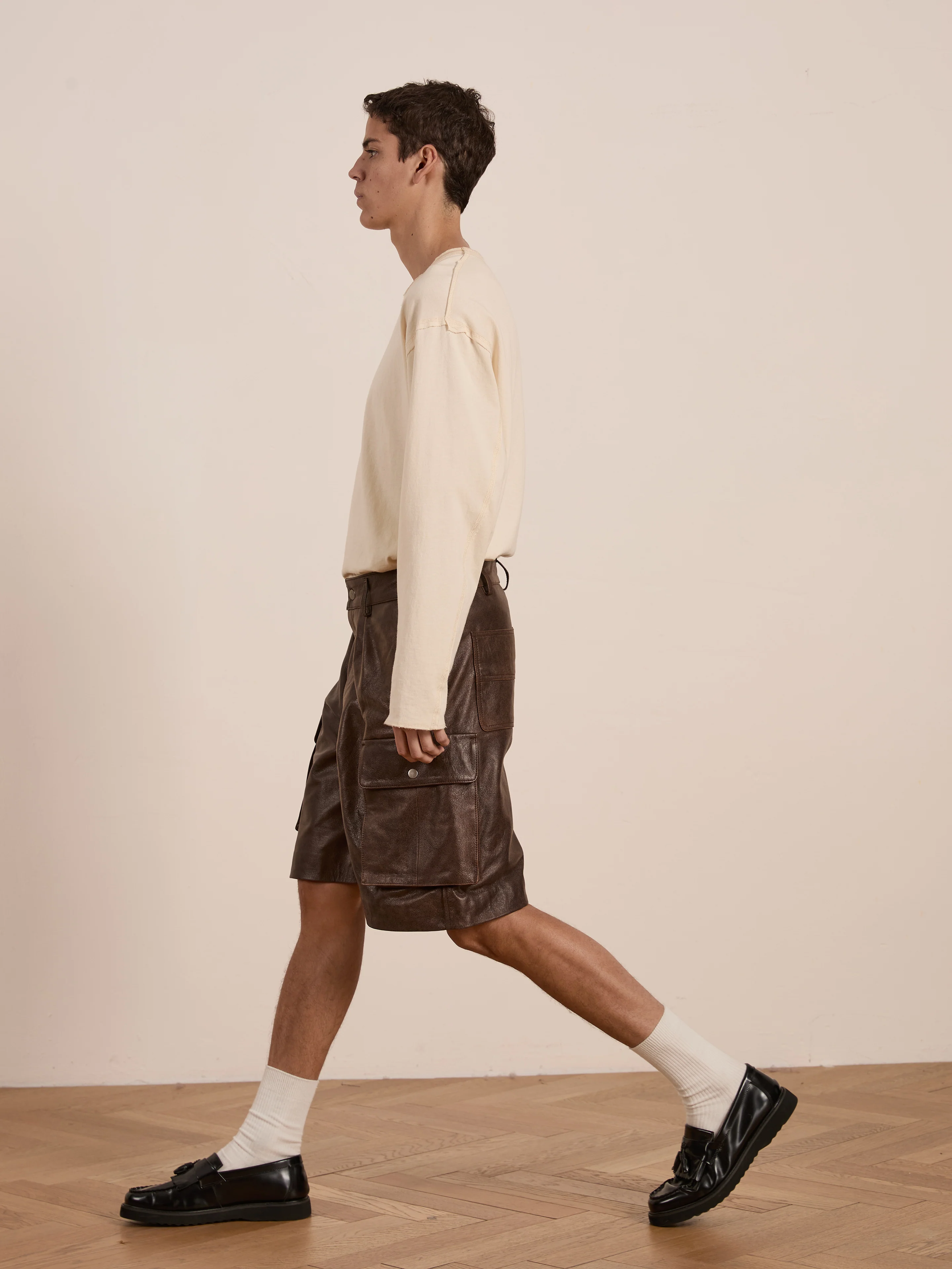 Dusk Distressed Genuine Leather Cargo Shorts - Image 16