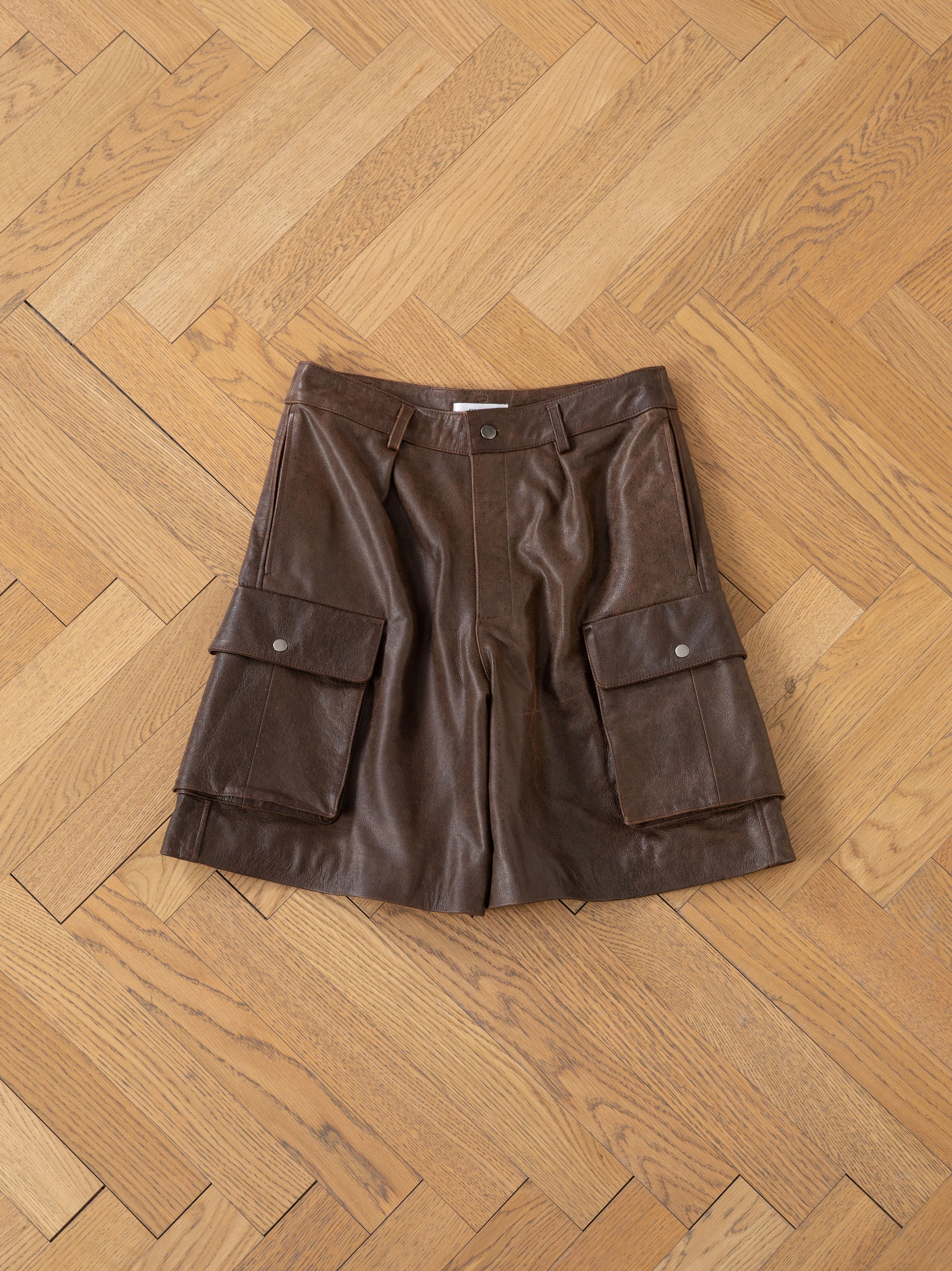 Dusk Distressed Genuine Leather Cargo Shorts - Image 17