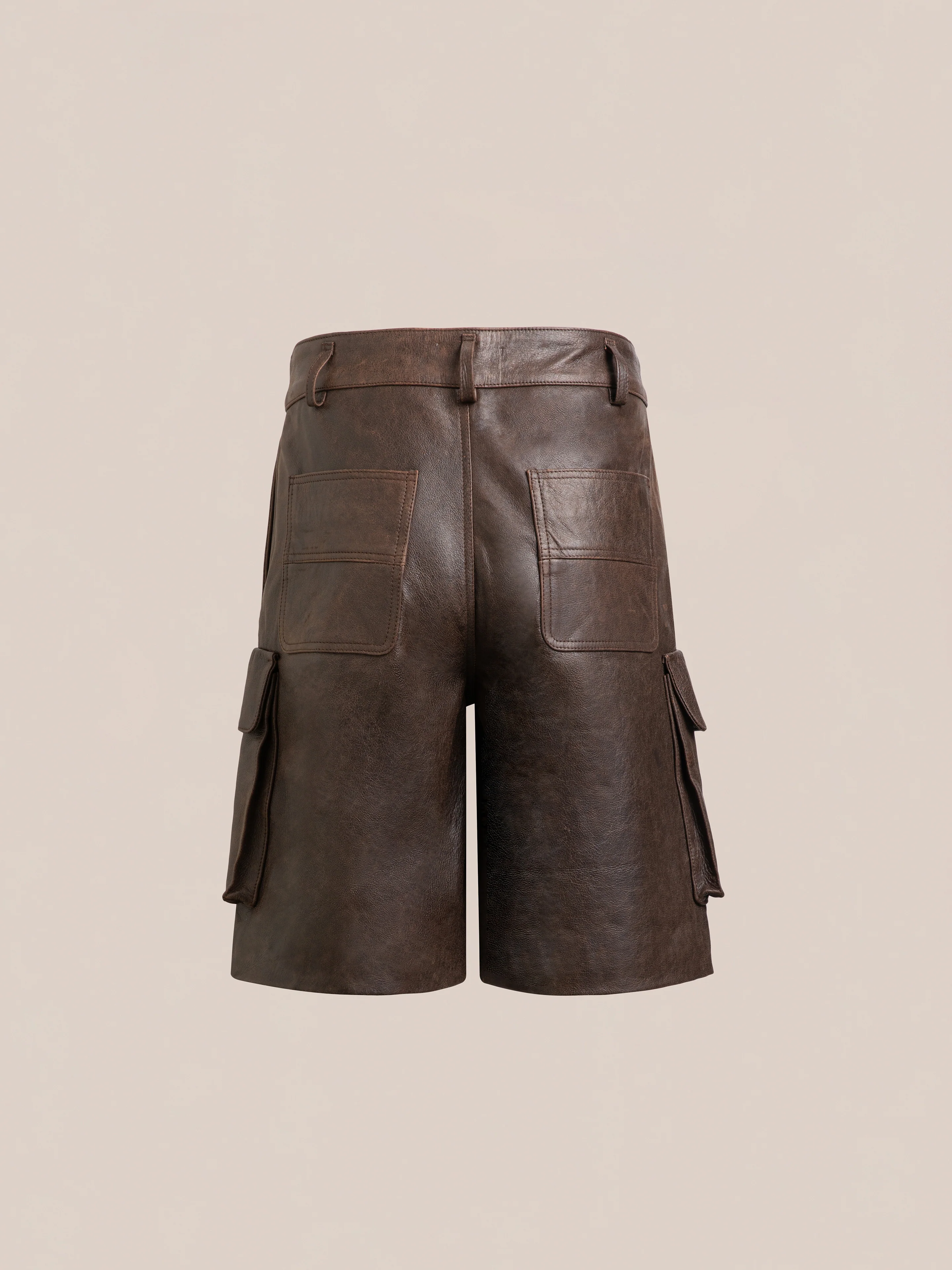 Dusk Distressed Genuine Leather Cargo Shorts - Image 6
