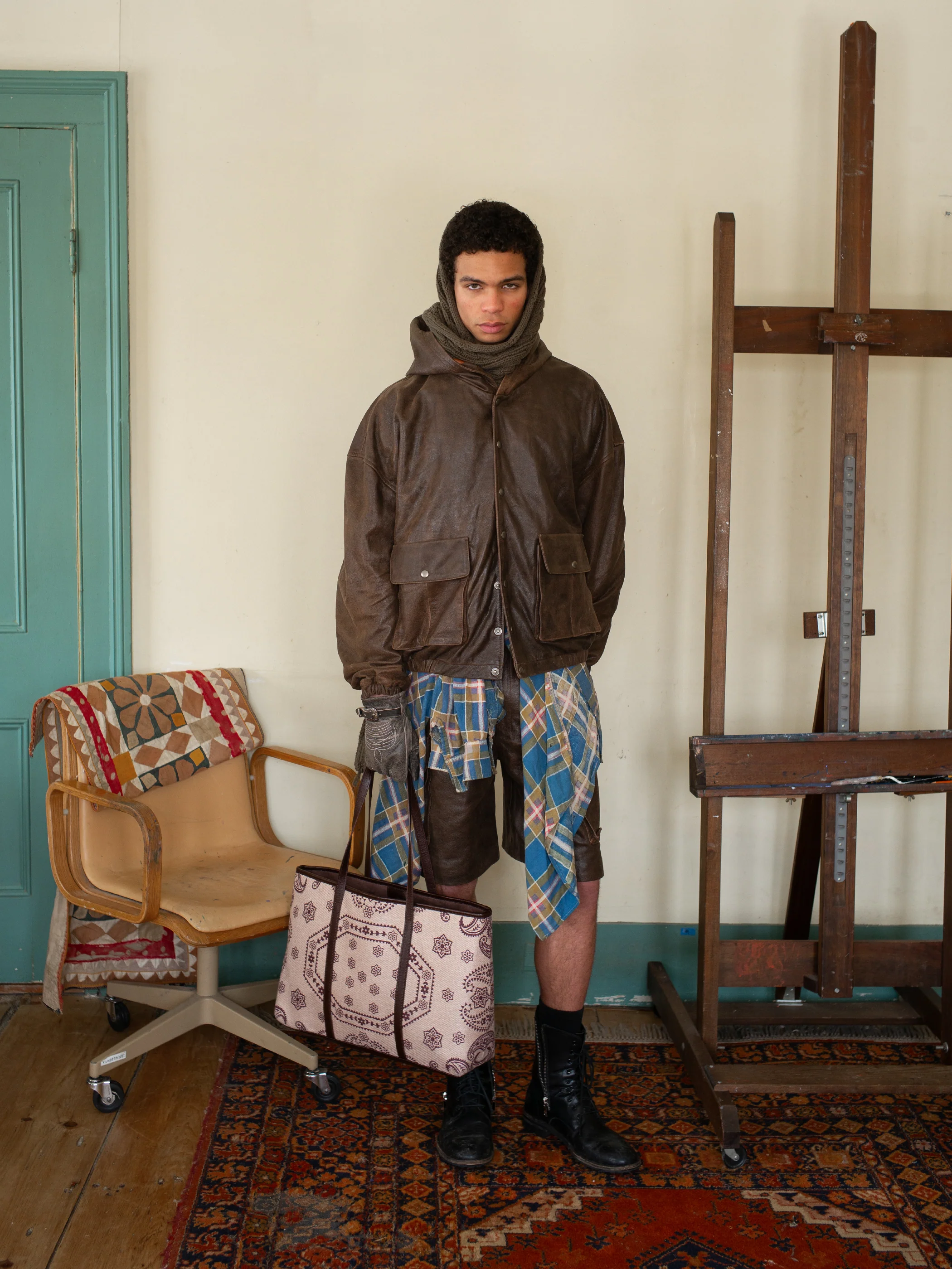 Dusk Distressed Genuine Leather Hoodie - Image 11