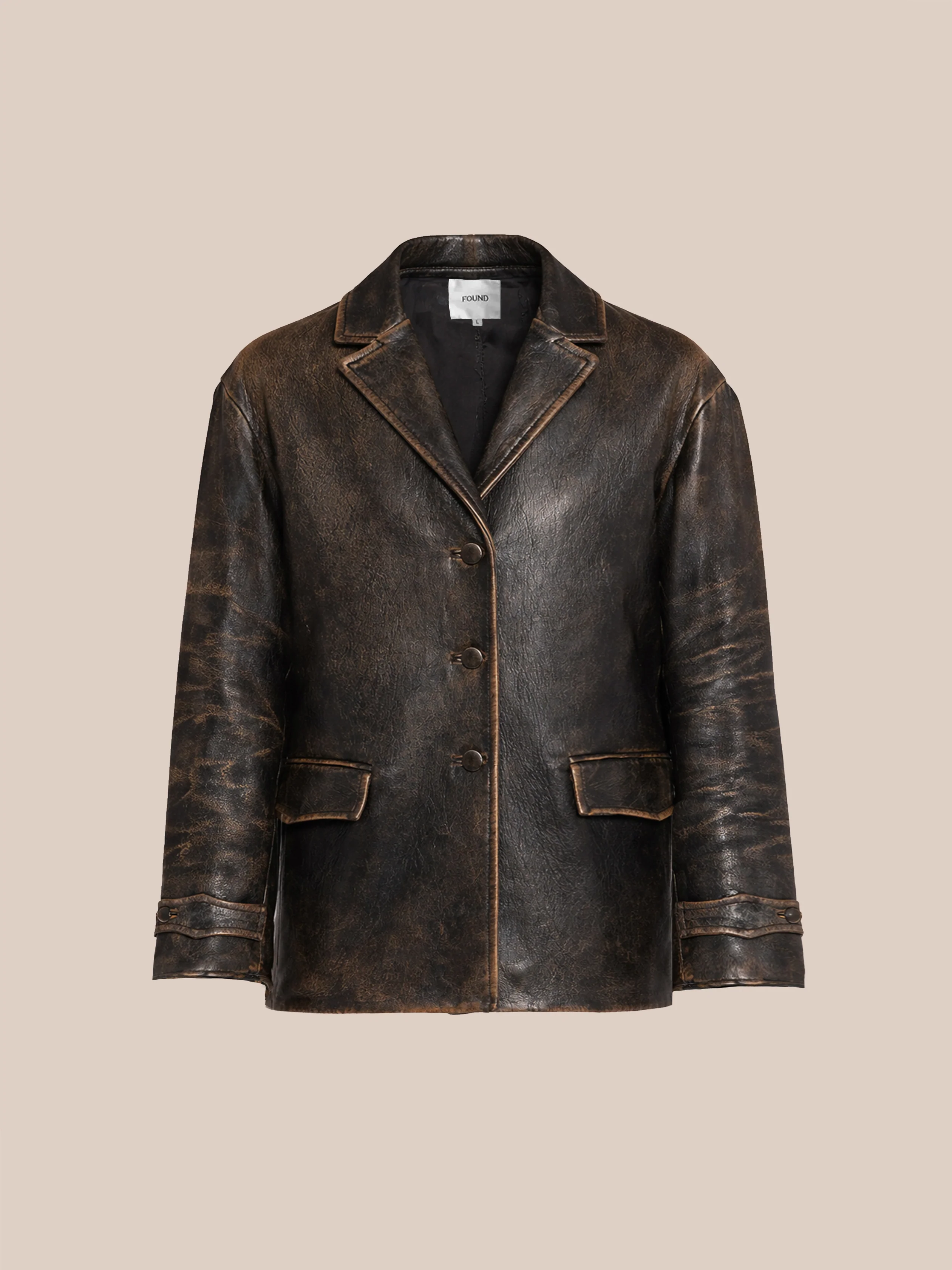 Distressed Leather Blazer