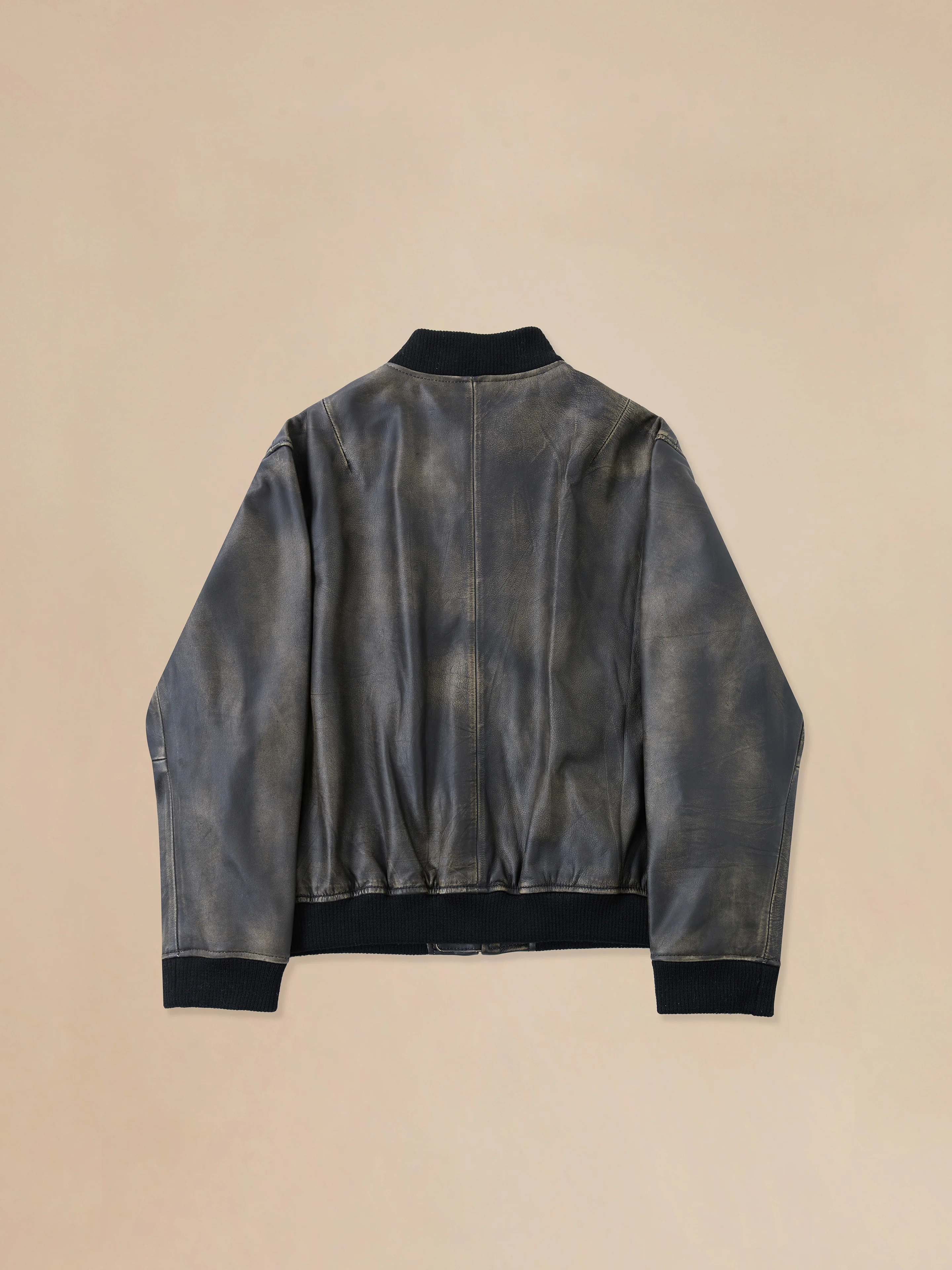 Distressed Pavement Leather Bomber Jacket - Image 11