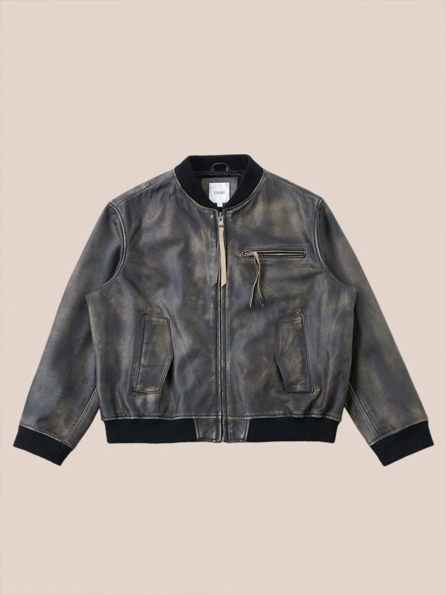 Distressed Pavement Leather Bomber Jacket - Image 22