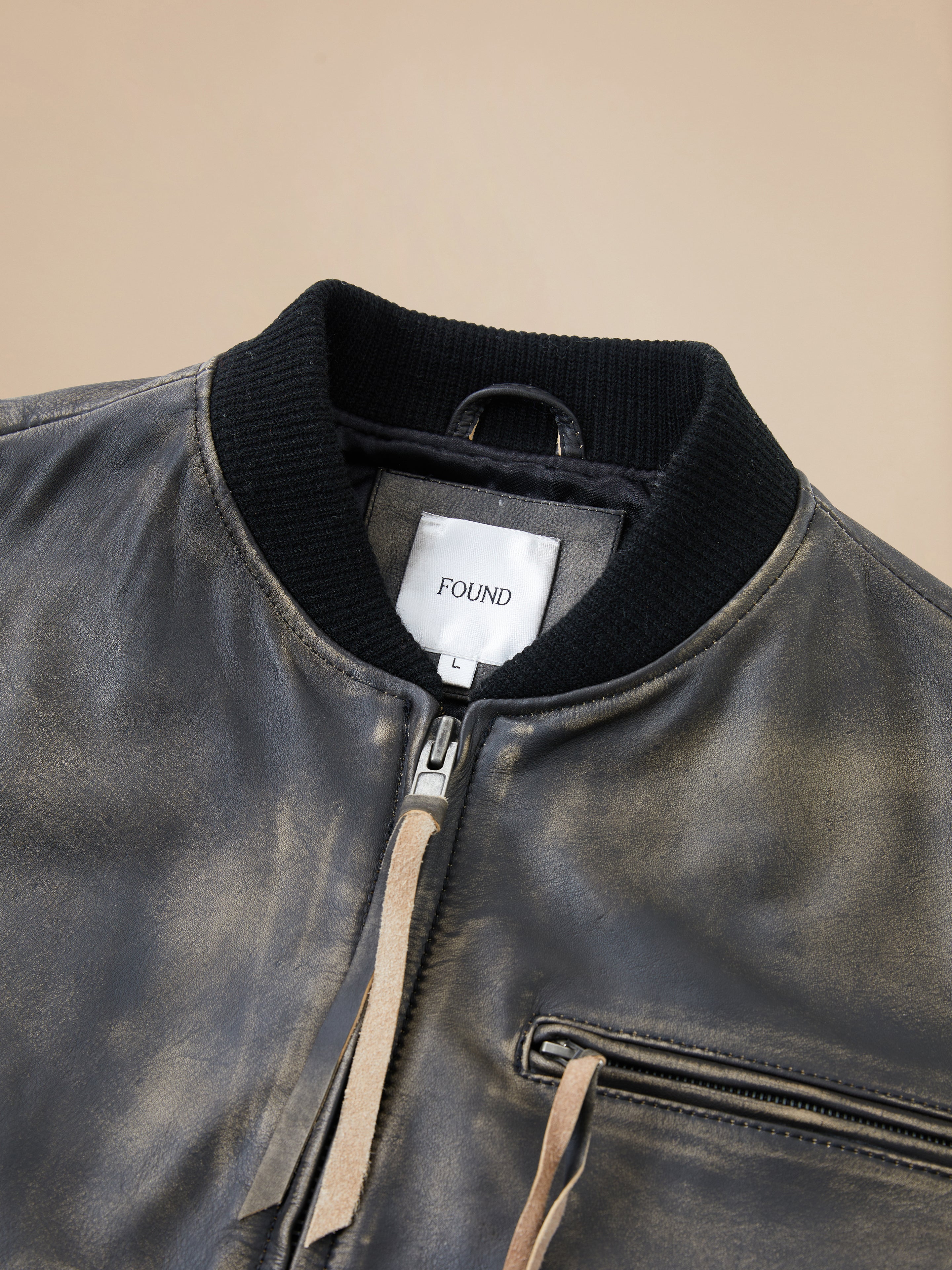 Distressed Pavement Leather Bomber Jacket - Image 4