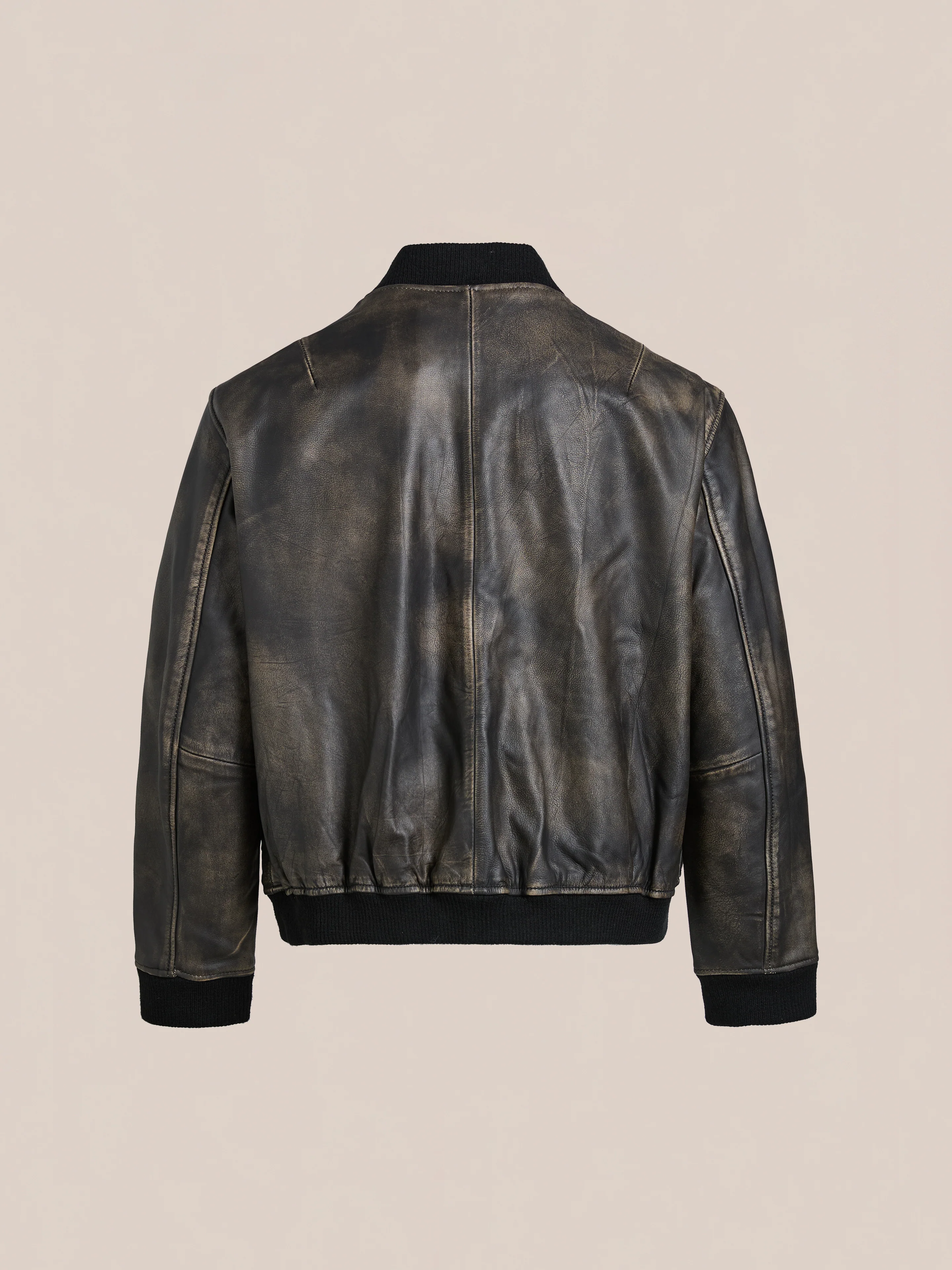 Distressed Pavement Leather Bomber Jacket - Image 8