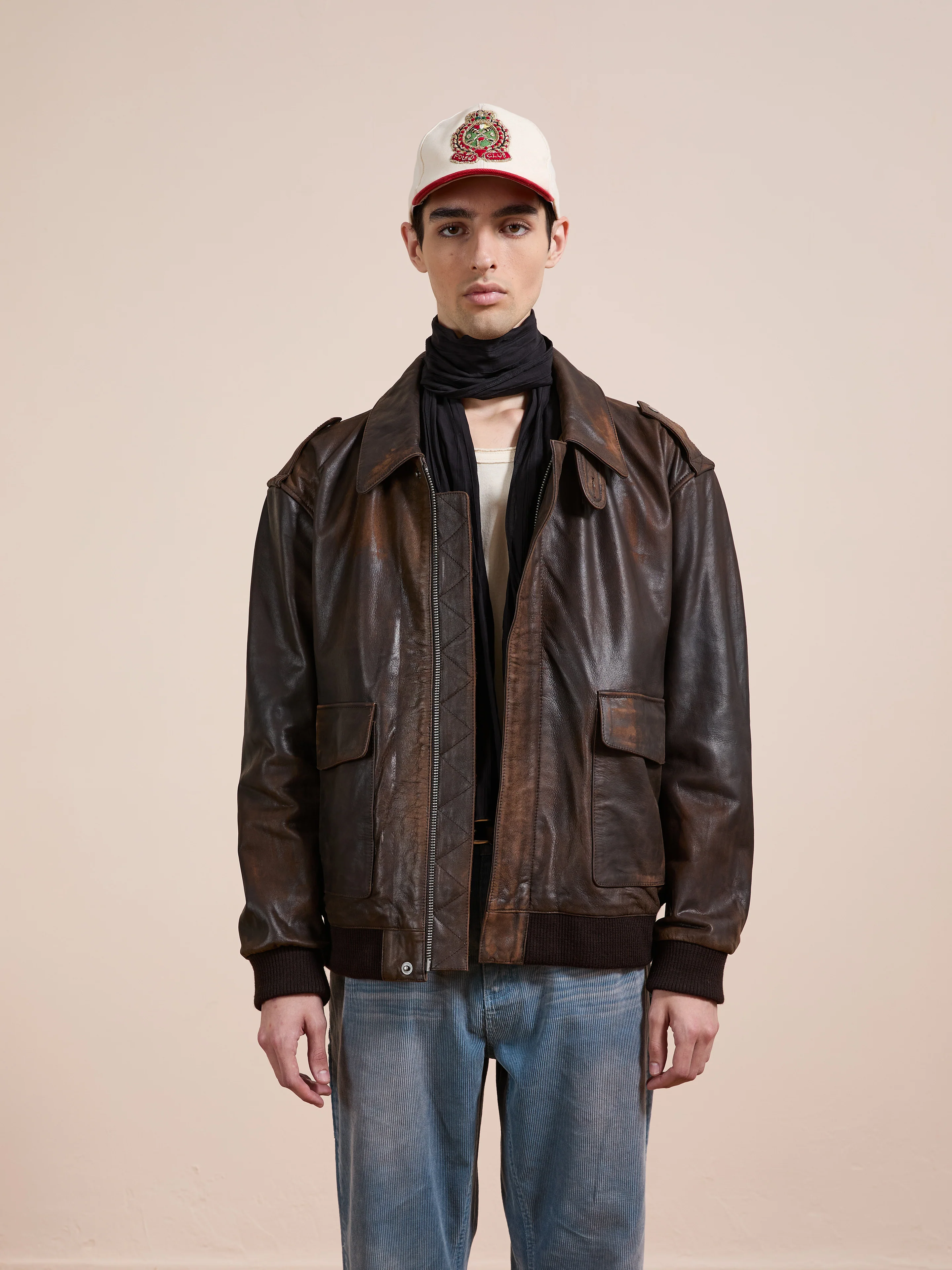 Distressed Leather Flight Jacket - Image 14