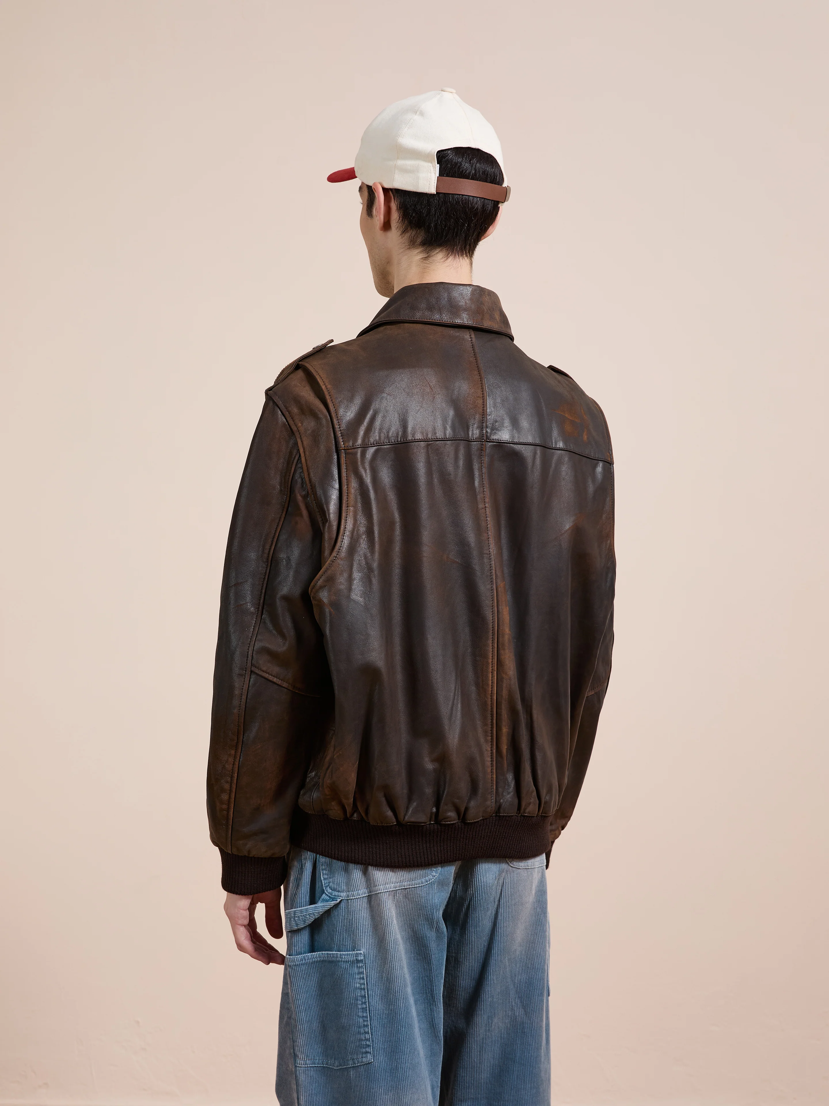 Distressed Leather Flight Jacket - Image 17