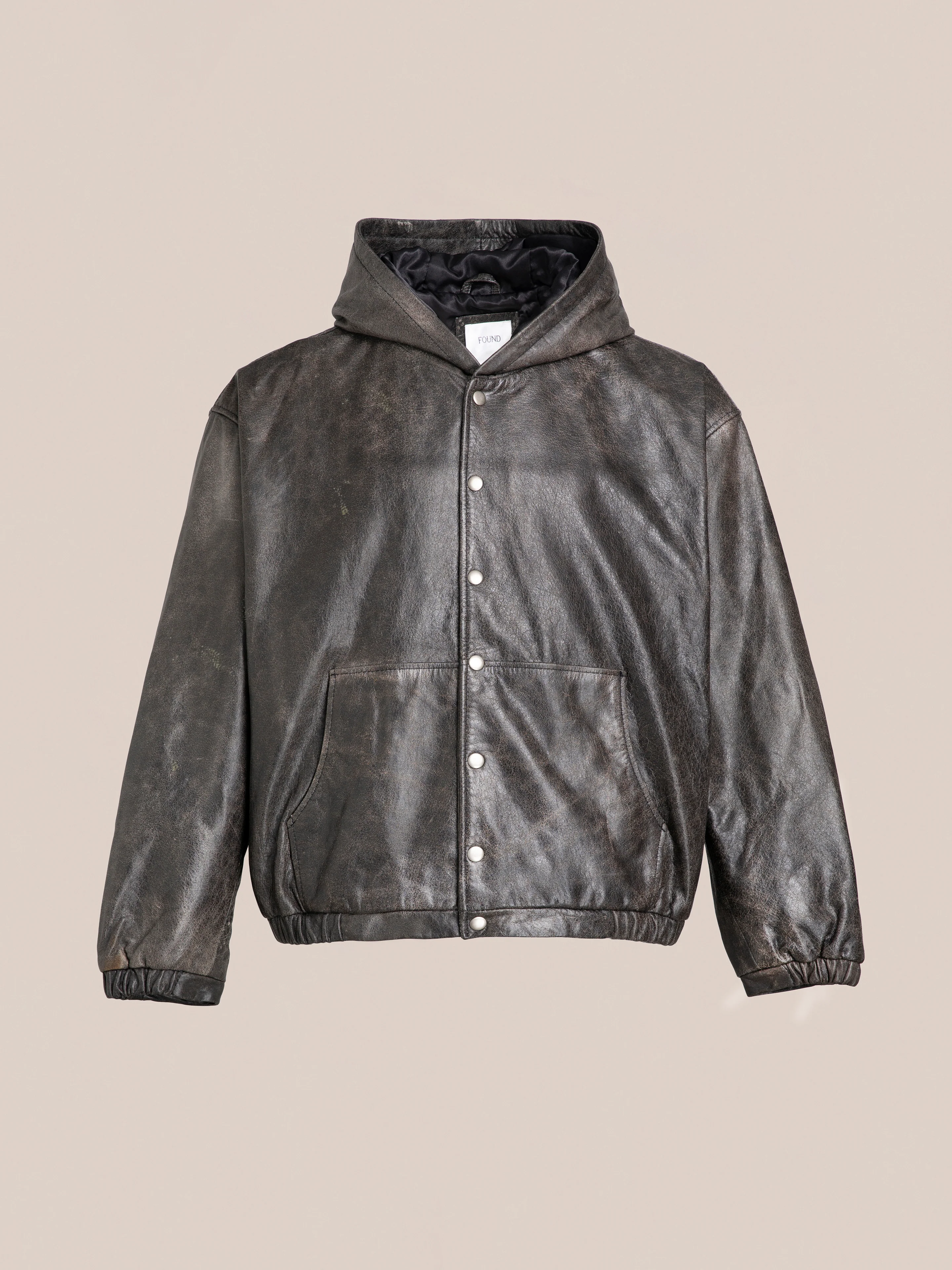 Distressed Genuine Leather Hoodie - Image 5