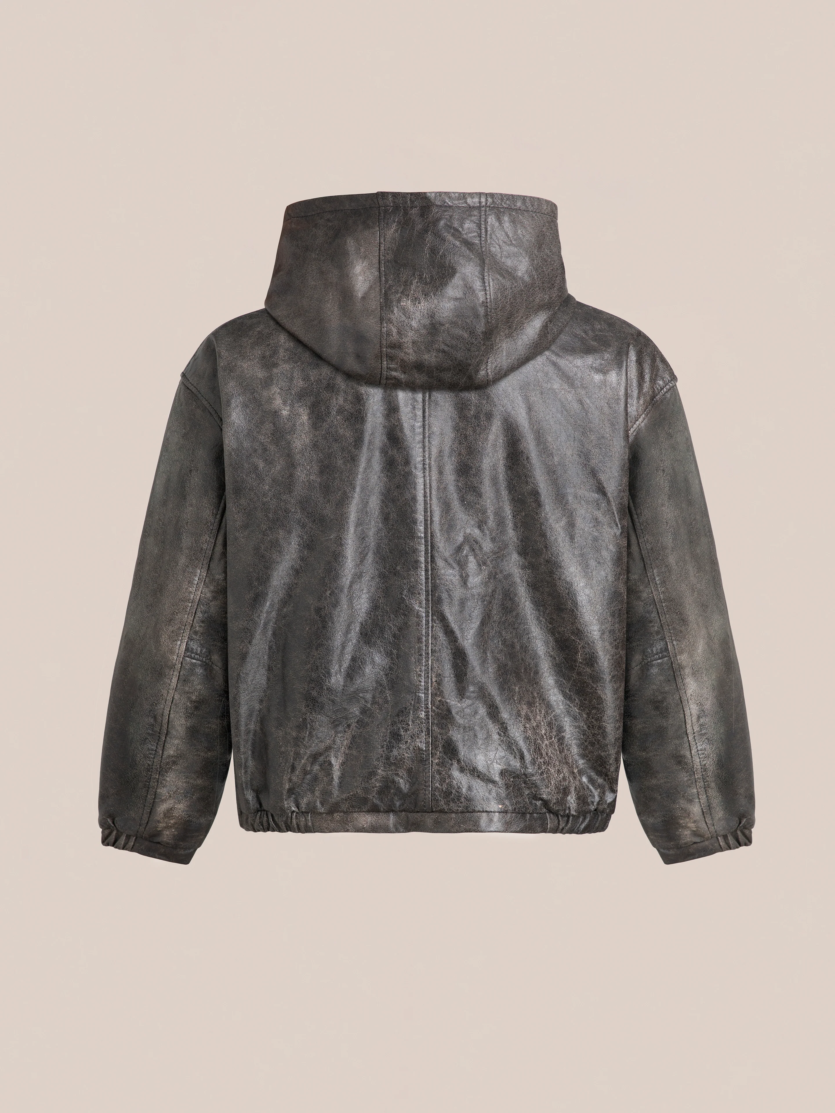 Distressed Genuine Leather Hoodie - Image 6