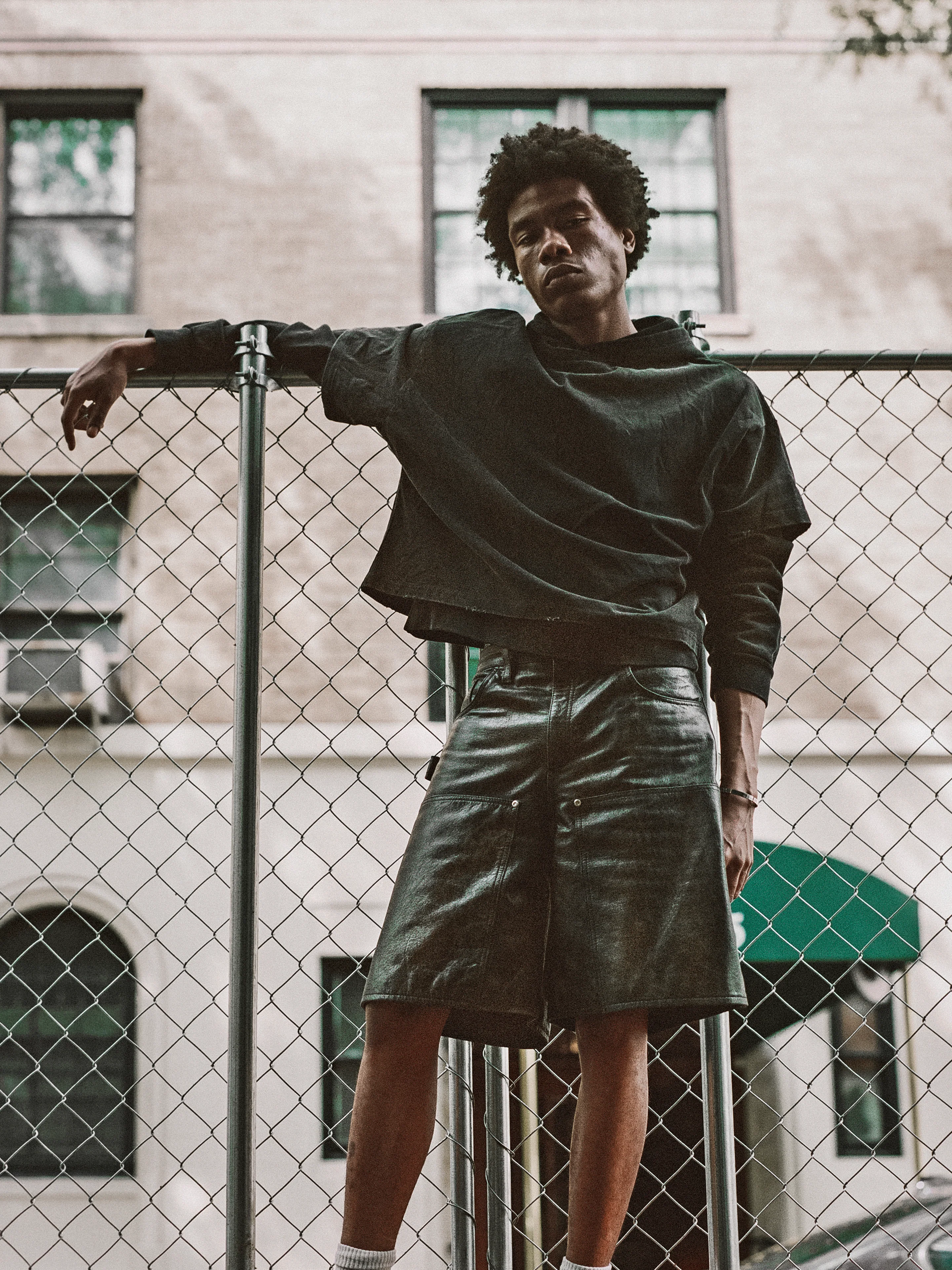 Distressed Genuine Leather Carpenter Shorts - Image 13