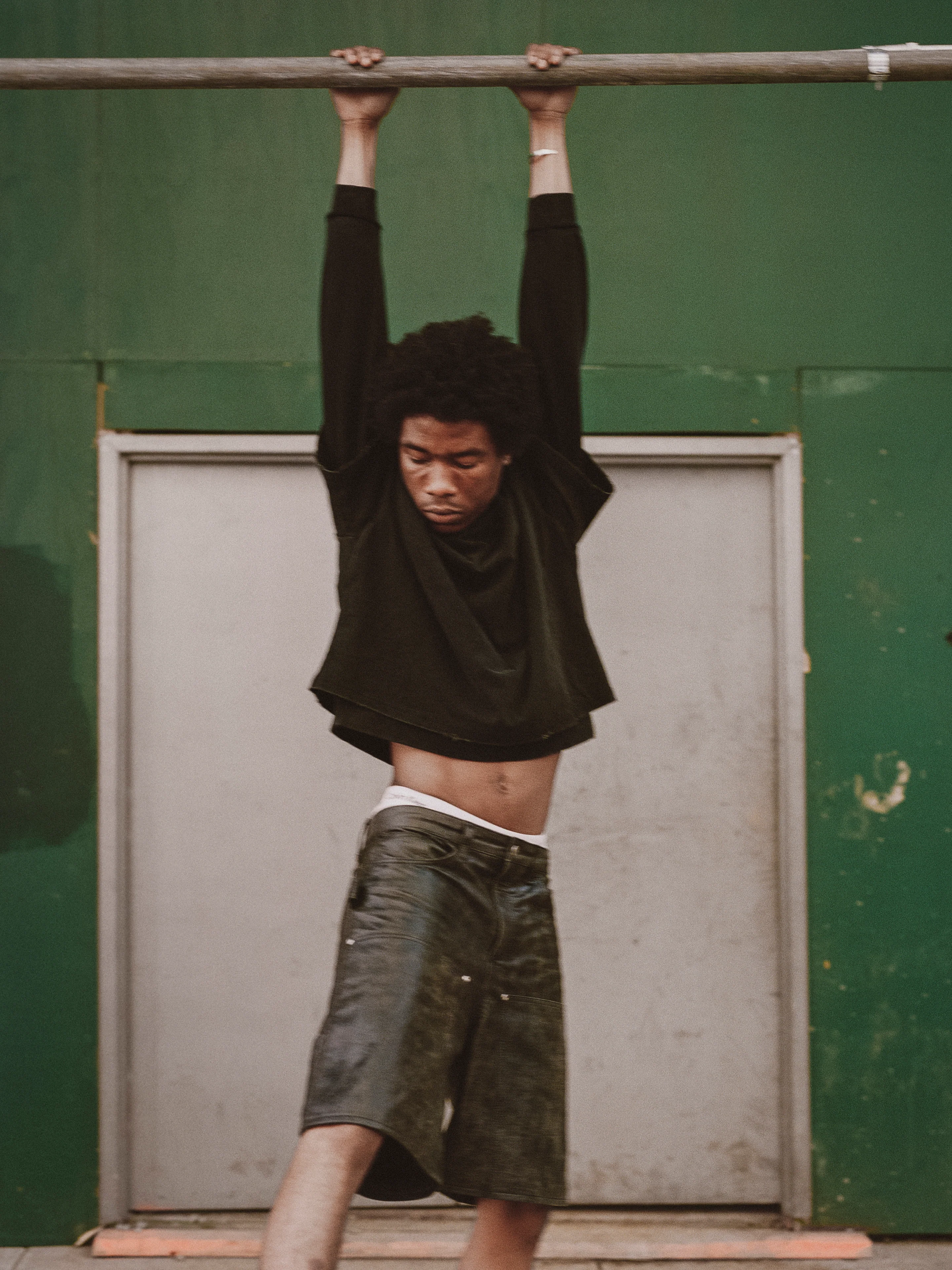 Distressed Genuine Leather Carpenter Shorts - Image 14