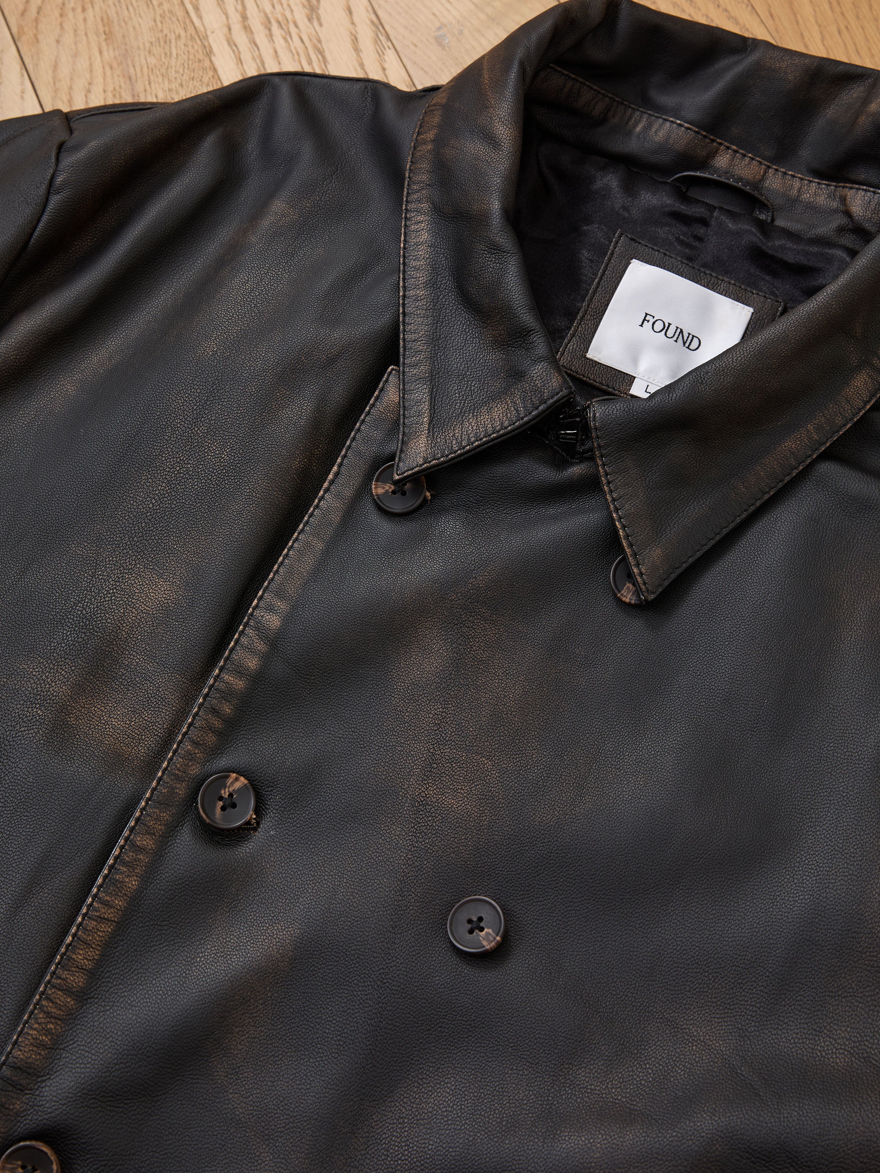 Distressed Leather Trench Coat - Image 4