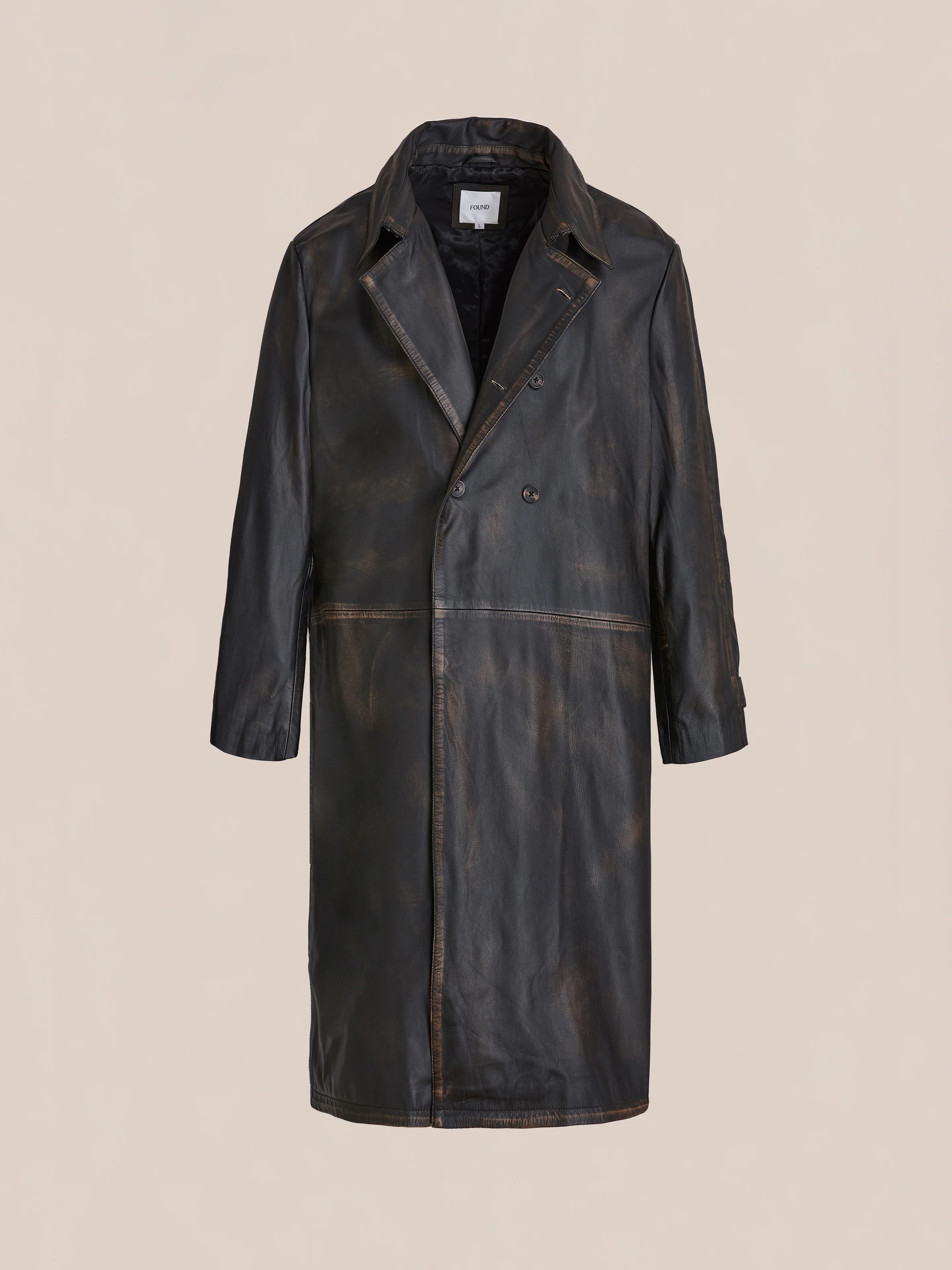 Distressed Leather Trench Coat - Image 7