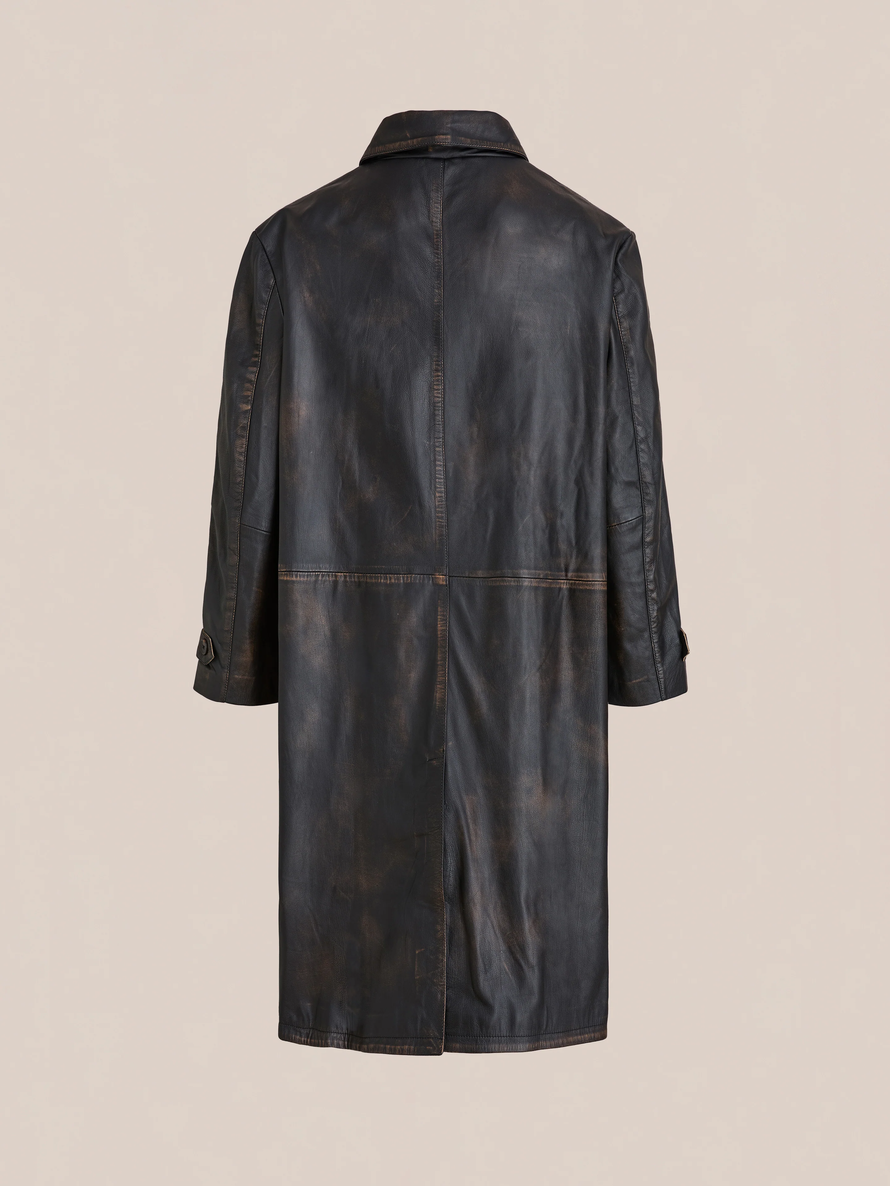 Distressed Leather Trench Coat - Image 8