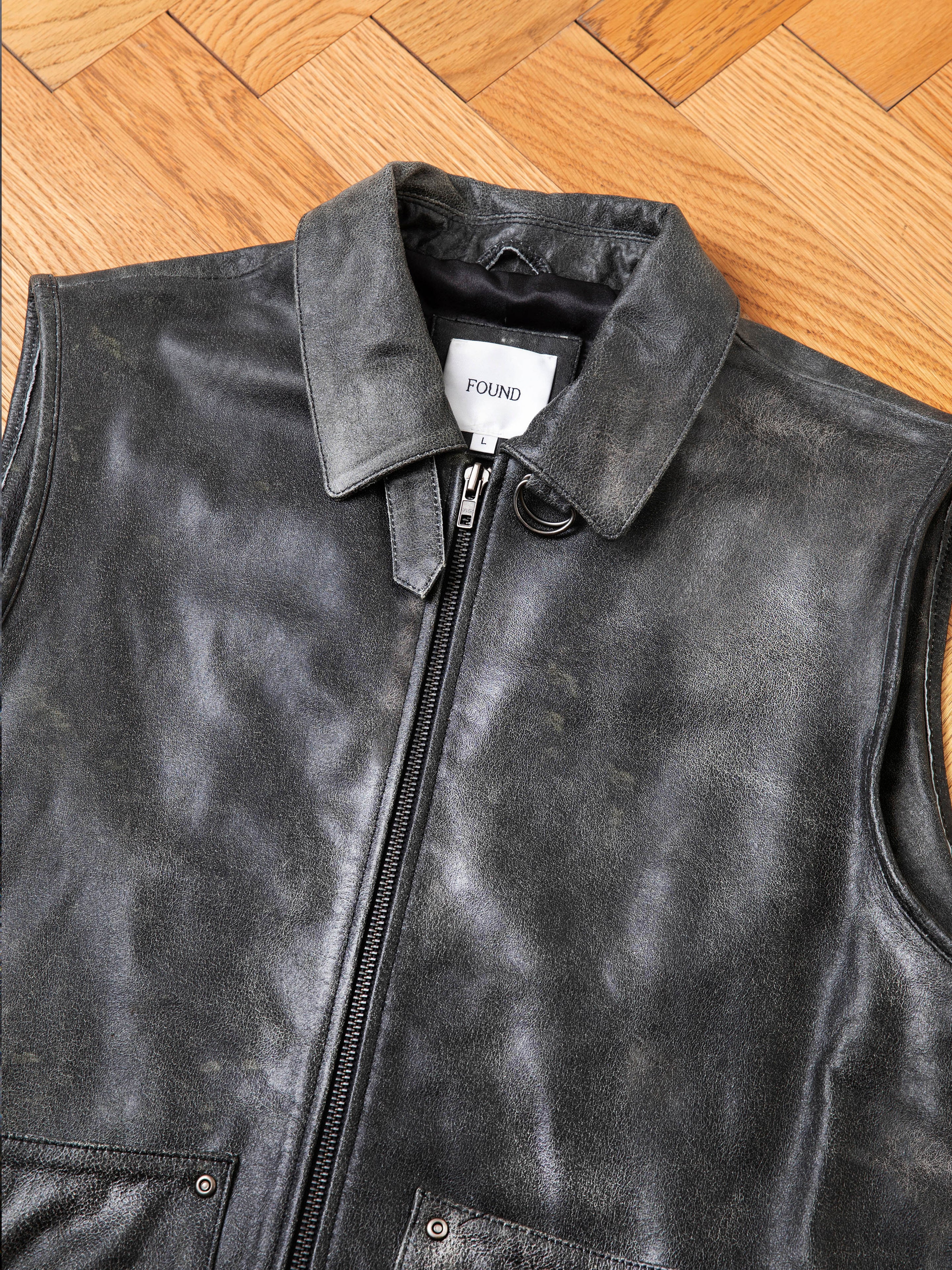 Distressed Genuine Leather Pocket Vest - Image 10