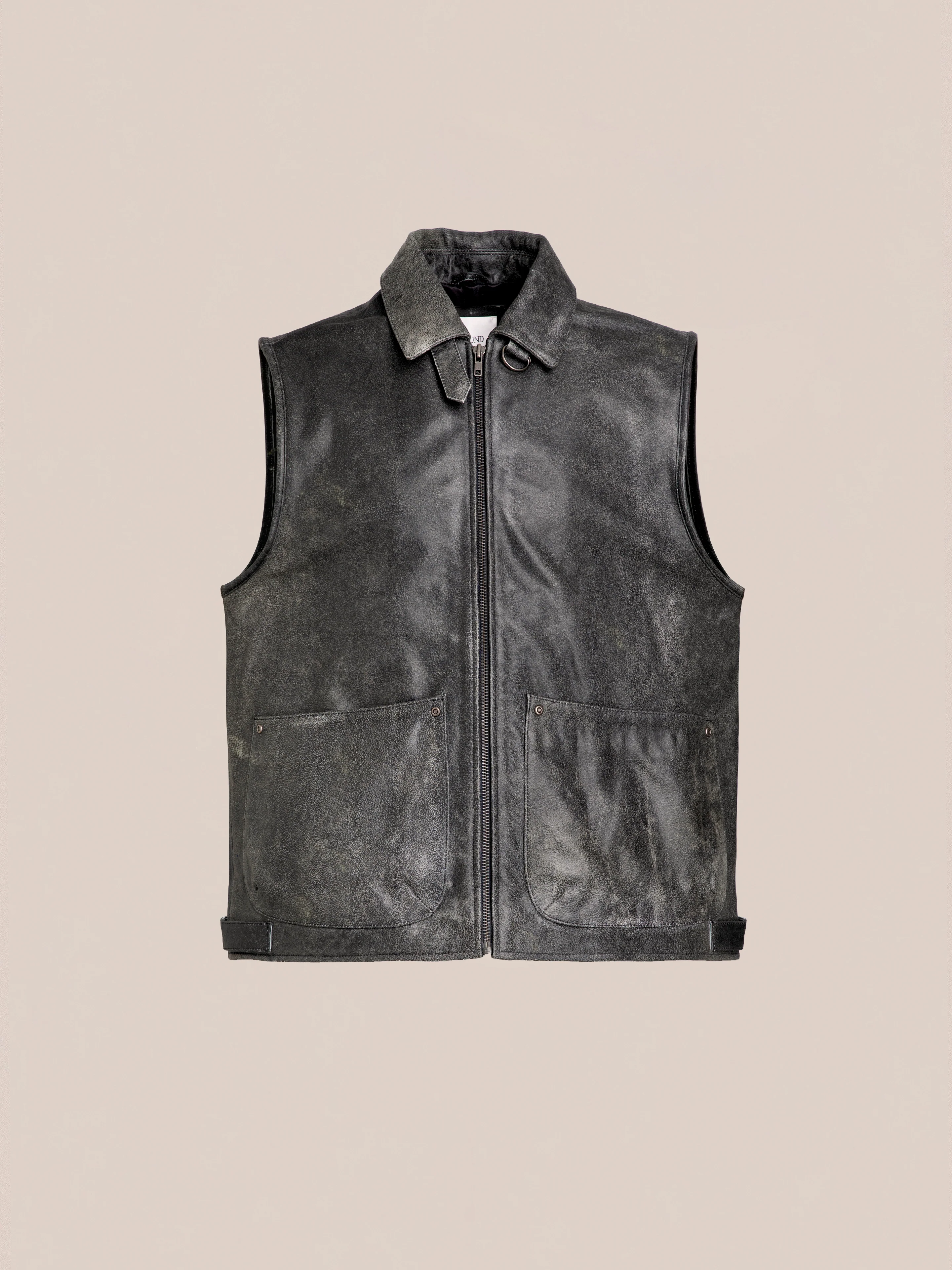 Distressed Genuine Leather Pocket Vest - Image 5