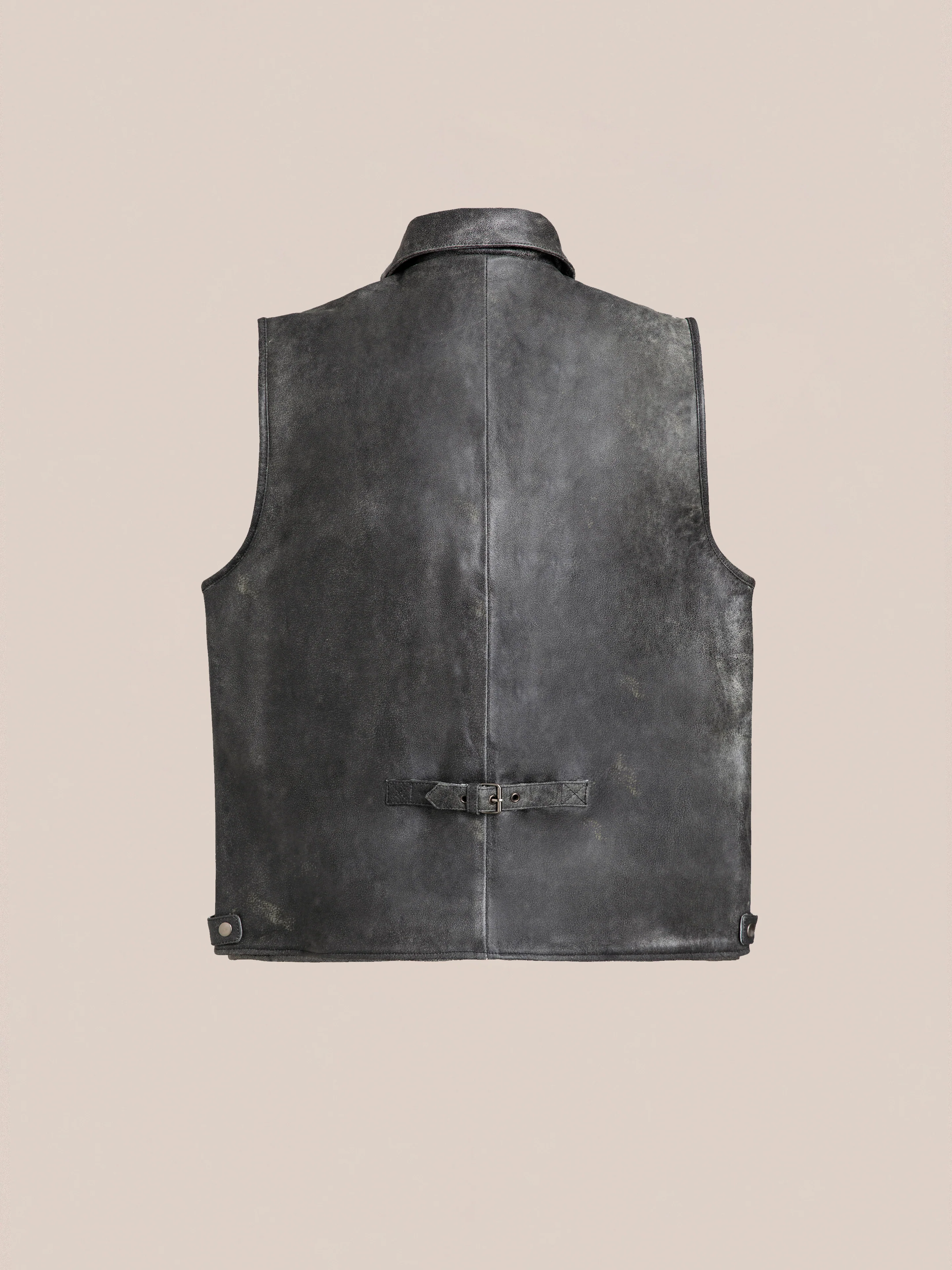 Distressed Genuine Leather Pocket Vest - Image 6