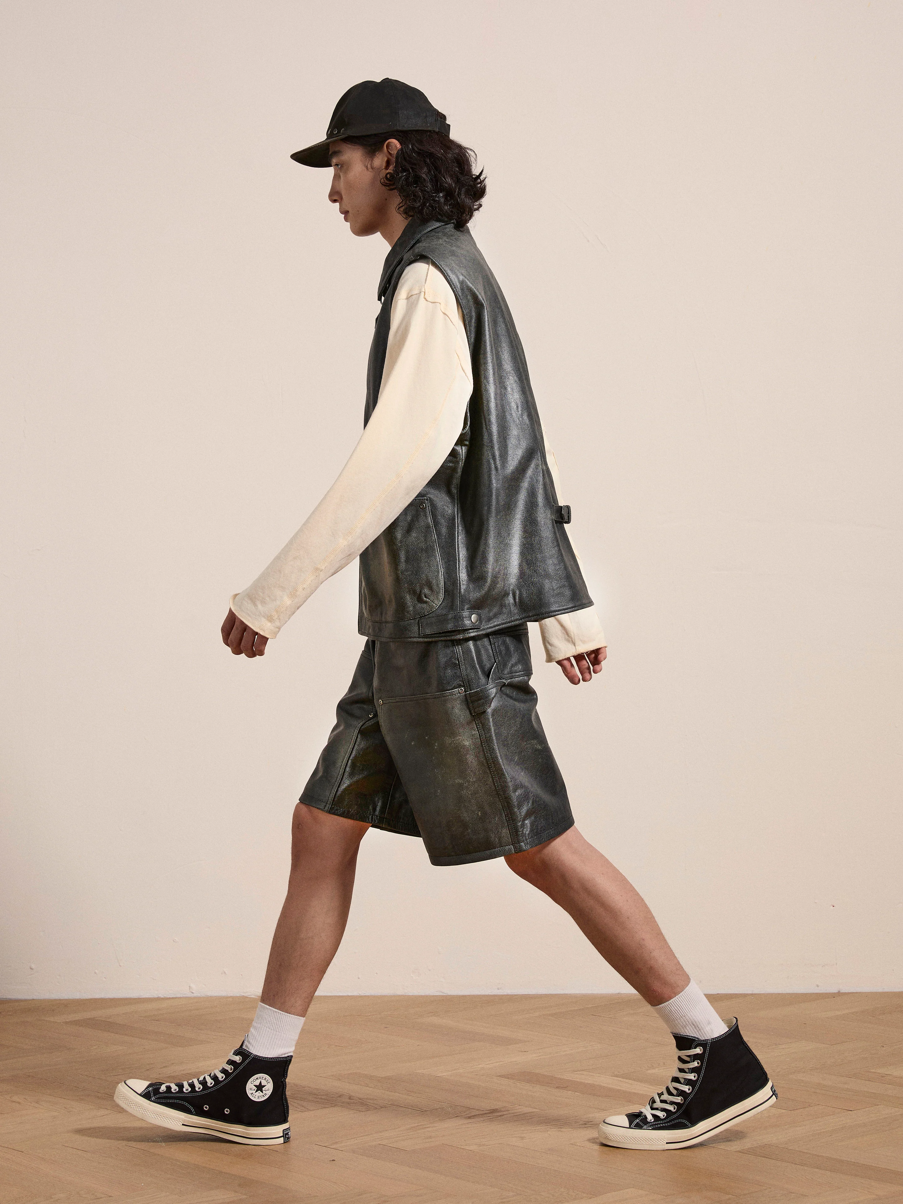 Distressed Genuine Leather Pocket Vest - Image 7