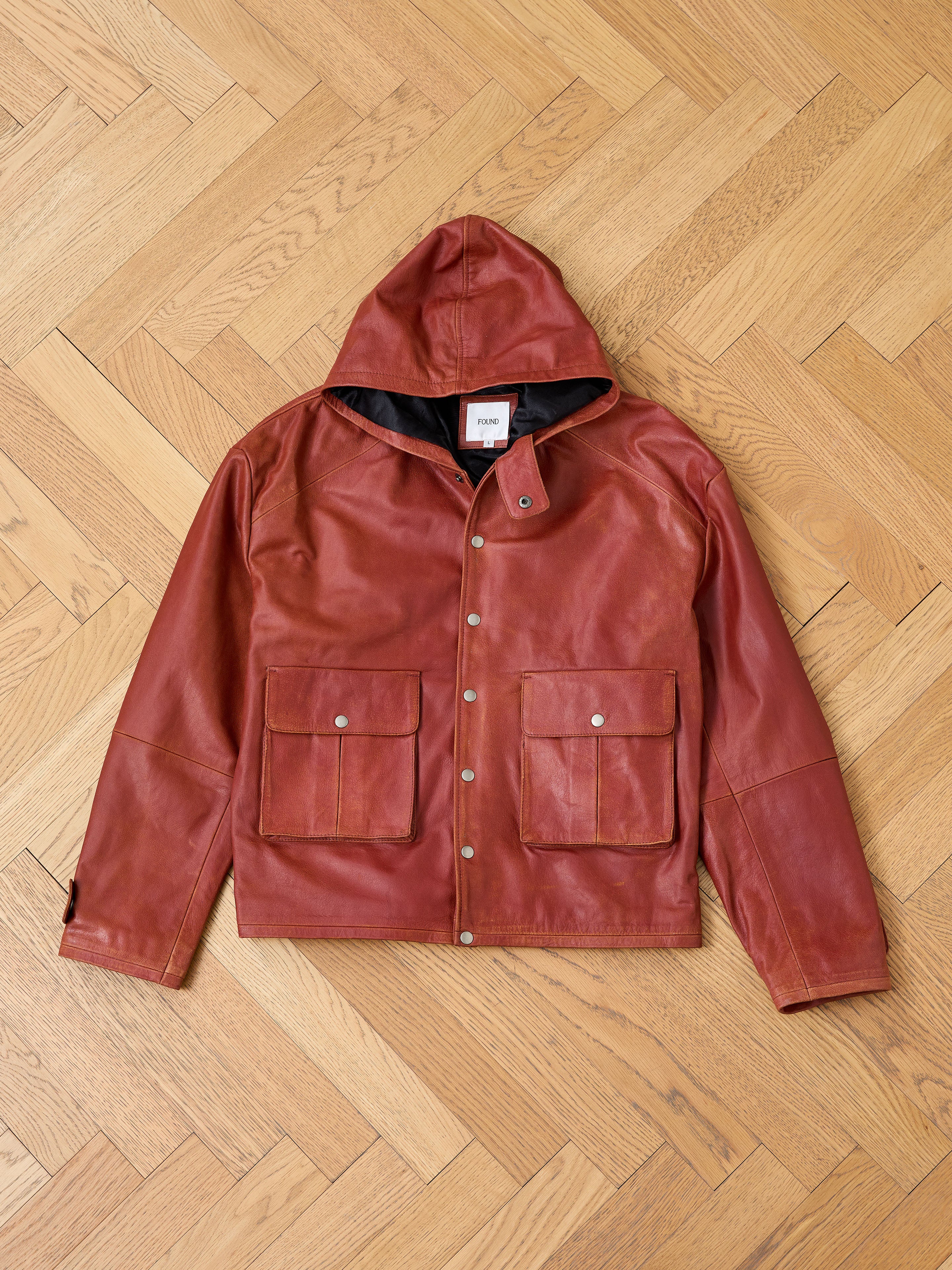 Distressed Leather Pocket Hoodie - Image 11