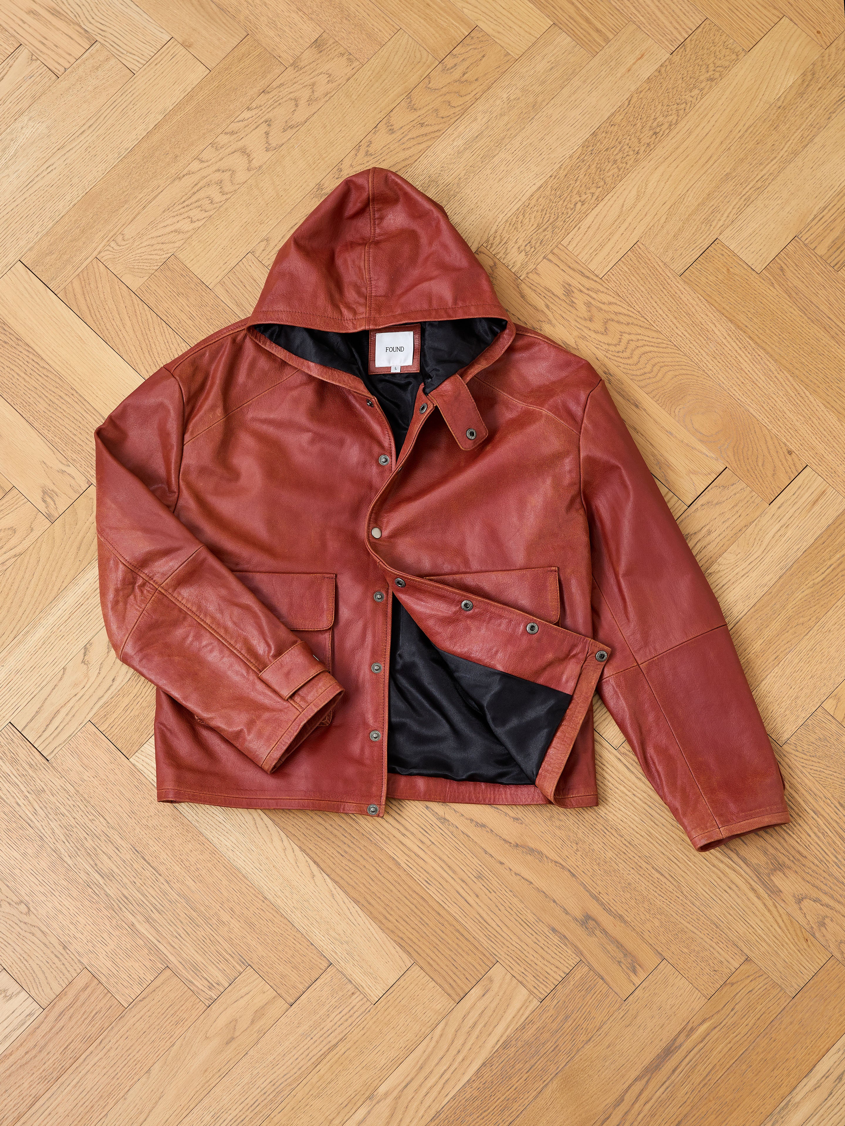 Distressed Leather Pocket Hoodie - Image 13