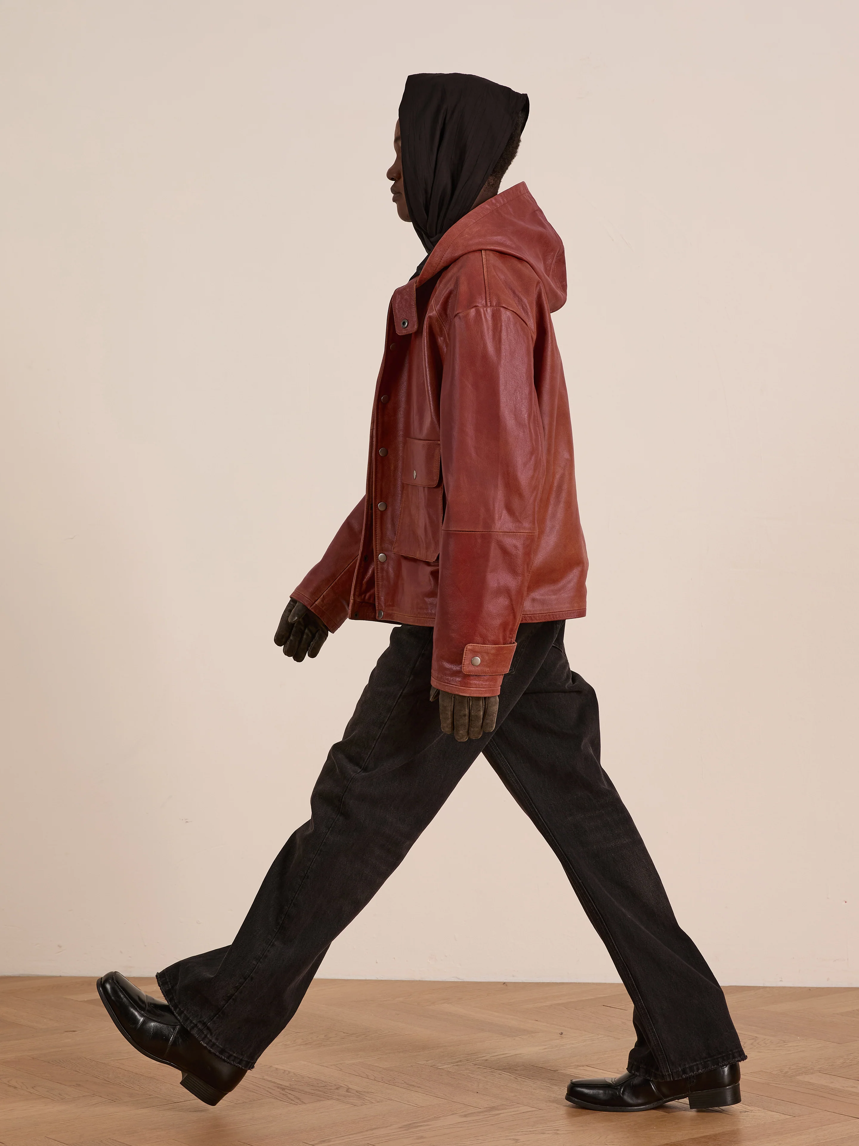 Distressed Leather Pocket Hoodie - Image 7